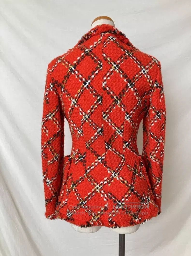 Junya Watanabe Junya Watanabe Red Plaid Deep V-Neck Tailored Blazer Size M / US 6-8 / IT 42-44 - 5 Thumbnail