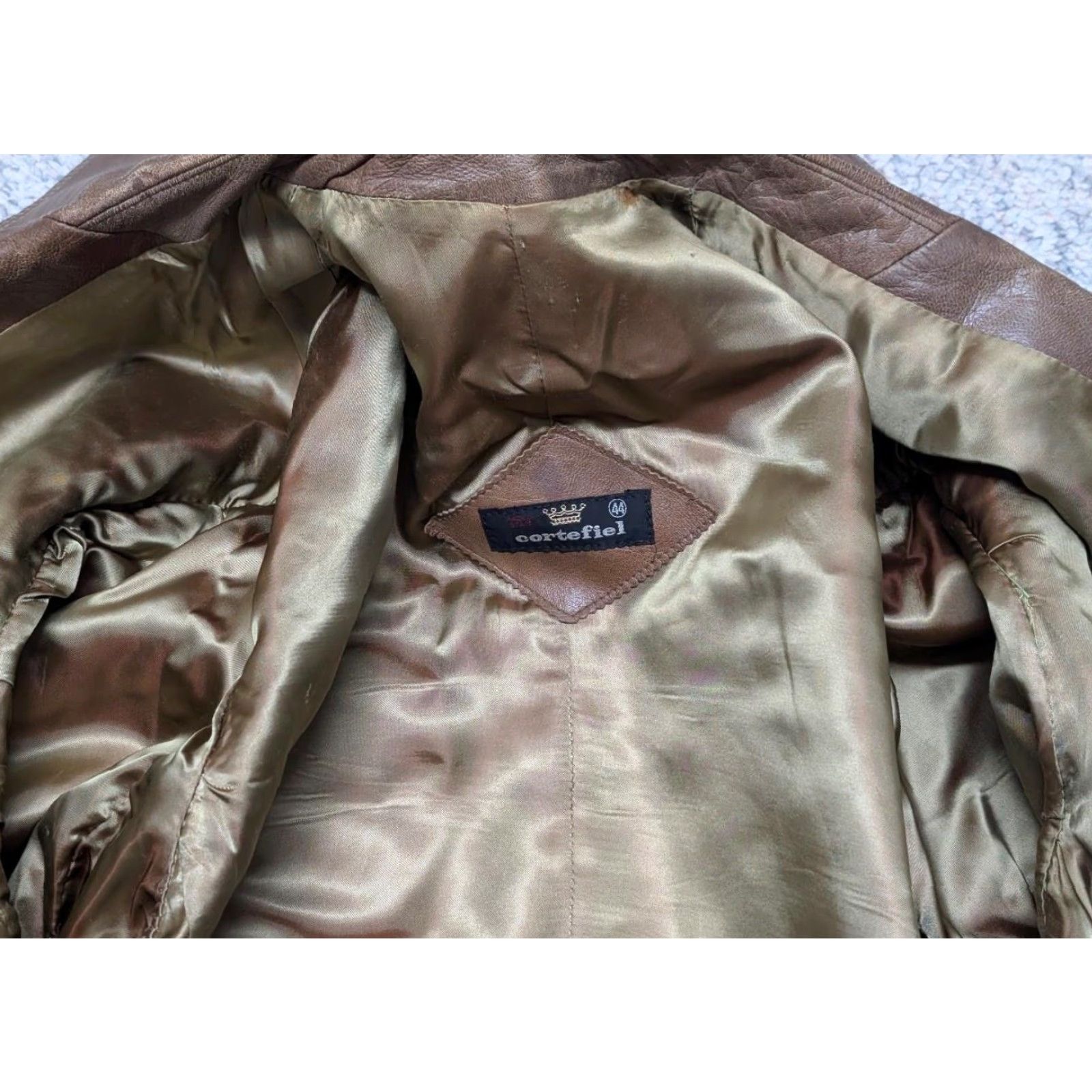 Vintage VINTAGE Cortefiel leather 44 brown PATINA overcoat jacket NORFOLK belted Size US L / EU 52-54 / 3 - 5 Thumbnail