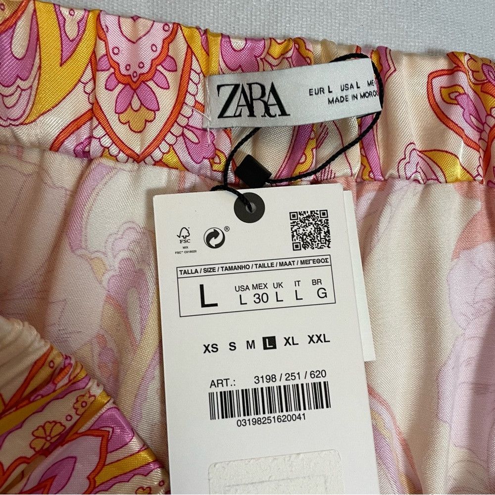 Zara NWT New Zara Satin Floral Tapered The Sasha Pants Size L Size 36" / US 14 / IT 50 - 6 Thumbnail