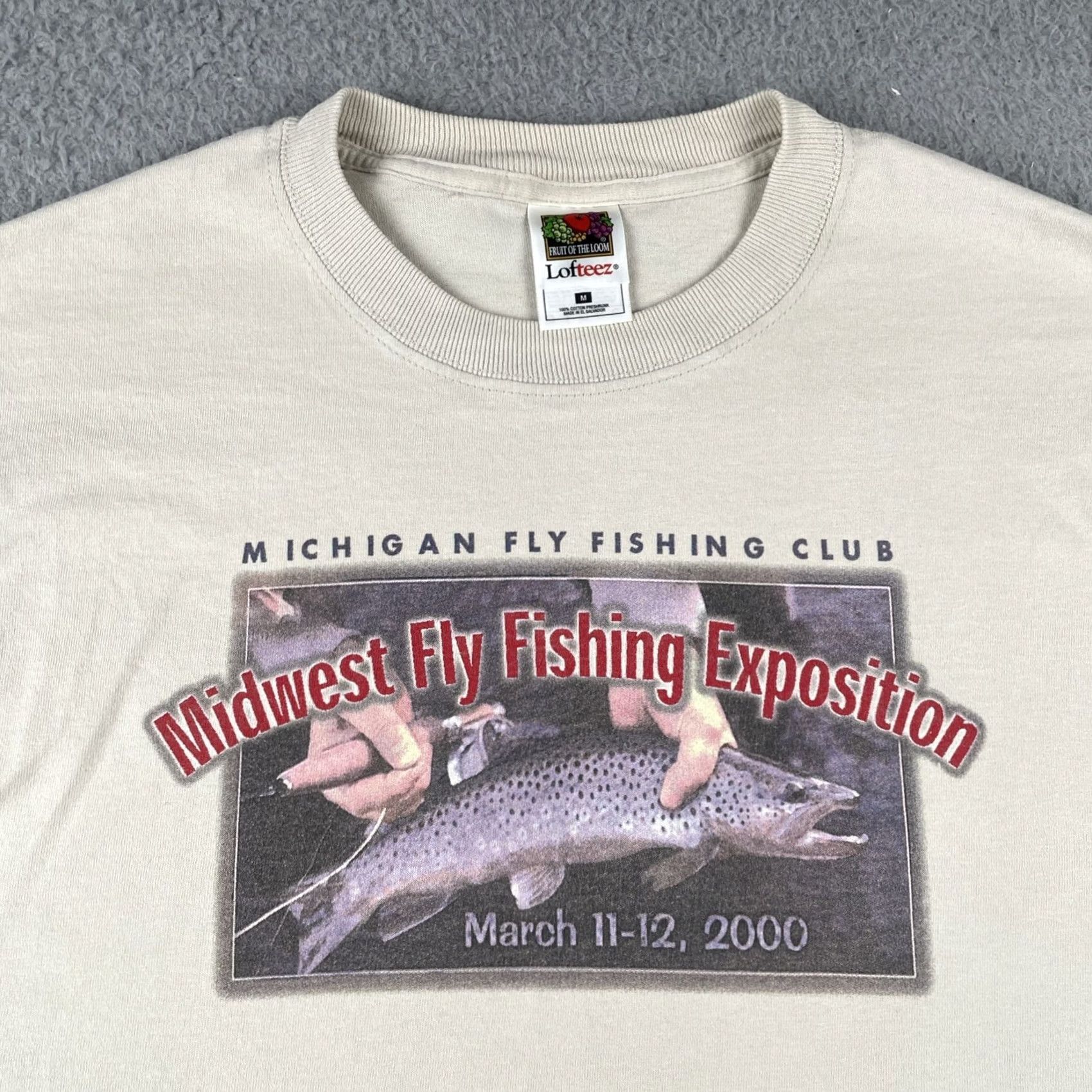 Fruit Of The Loom VINTAGE Michigan Fly Fishing Club Midwest Fly Fishing Expo March 2000 Medium Tee Shirt Mens Gray 90s Fishing Camping Nature Family Fruit of the Loom Size US M / EU 48-50 / 2 - 2 Thumbnail
