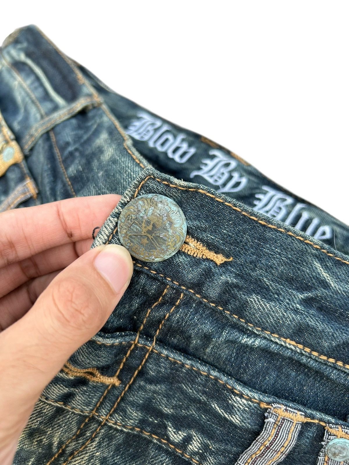 Japanese Brand × Kapital × Vintage Double Waist Skull Japanese Punk Style Denim Jeans Size US 33 - 3 Thumbnail