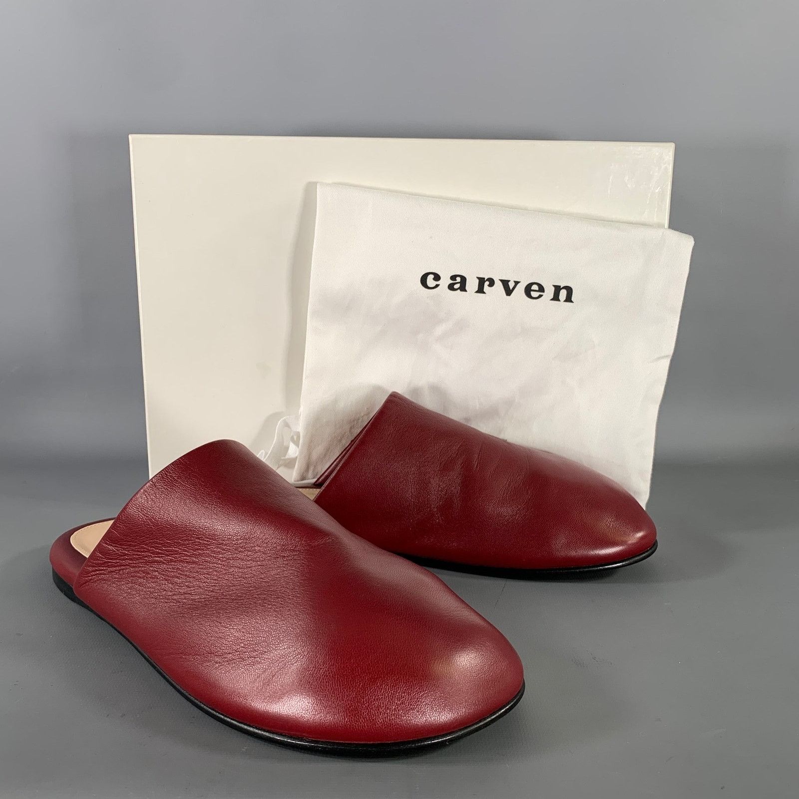 Carven CARVEN Size 10 Burgundy Leather Lambskin Slippers Flats Size US 11 / IT 41 - 9 Thumbnail