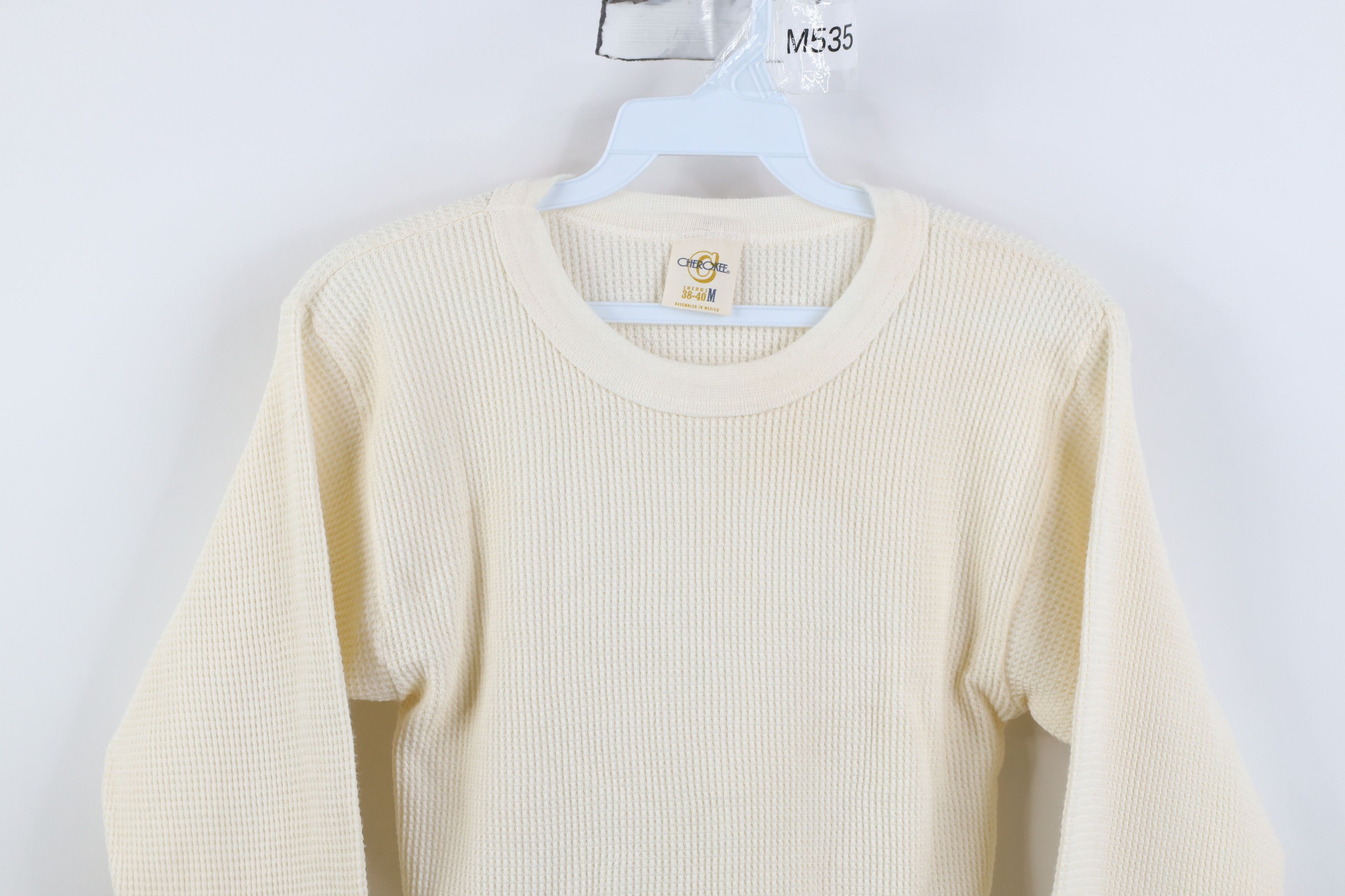 Vintage Vintage 70s Streetwear Thermal Waffle Knit T-Shirt Cream USA Size US M / EU 48-50 / 2 - 2 Thumbnail