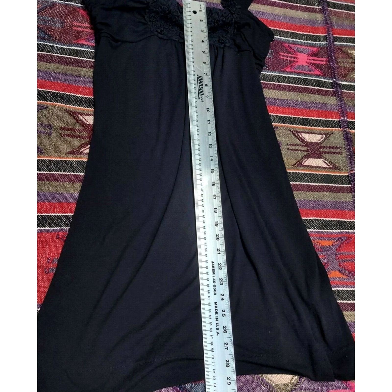 Vintage ELLE Womens Black Floral Embroidered Sleeveless Tunic Top Large NWT Shirt Tank Bohemian Sleeveless Everyday Womens Size L / US 10 / IT 46 - 6 Thumbnail