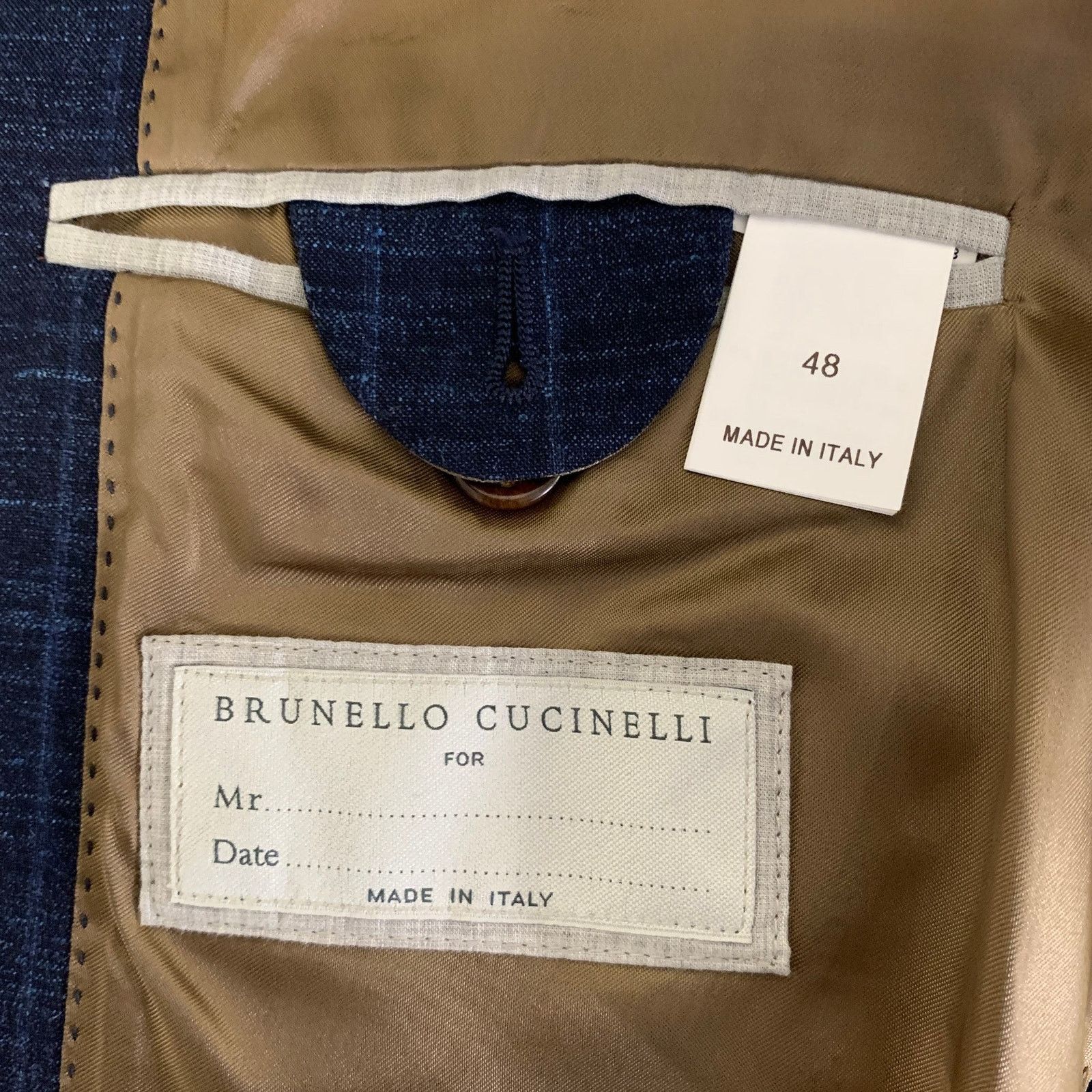 Brunello Cucinelli BRUNELLO CUCINELLI 38 Navy Window Pane Wool Blend Suit Size 38R - 8 Thumbnail