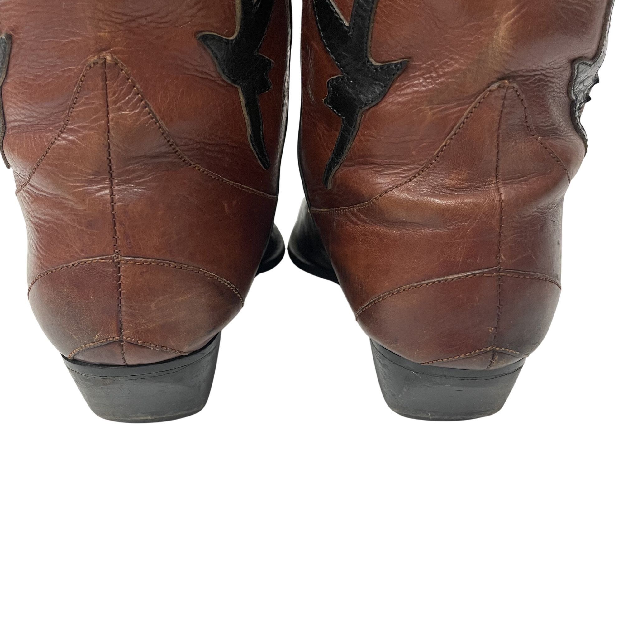 Other Vtg Van Eli Leather Cowboy Western Black Wingtip RODEO Boots Size US 6 / IT 36 - 12 Thumbnail