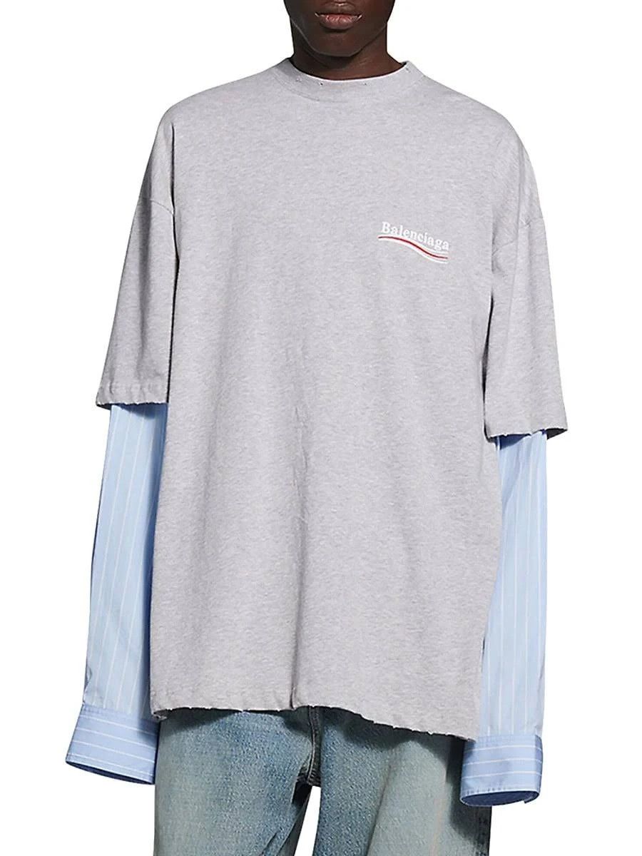 Balenciaga o1mt1gz0924 Political Campaign Layered T-Shirt in Grey Size US S / EU 44-46 / 1 - 4 Thumbnail