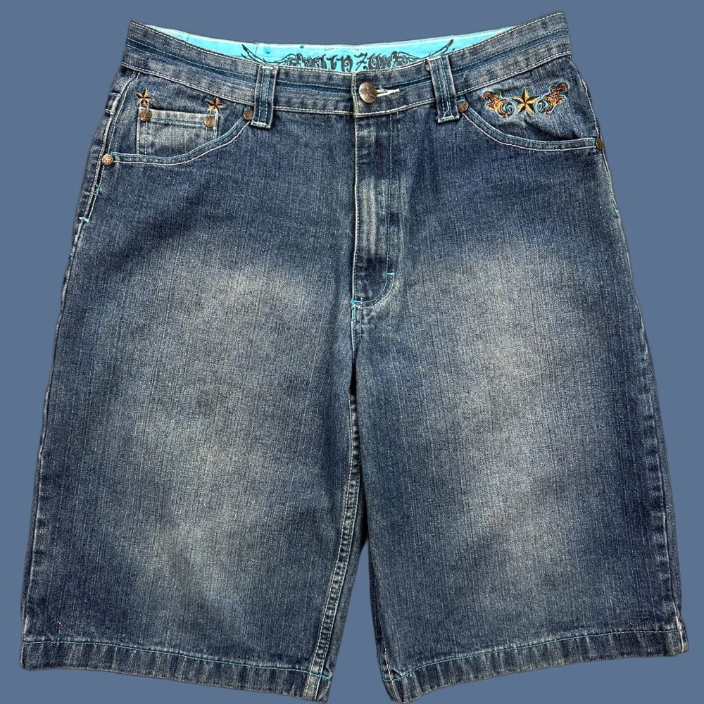 Denime VINTAGE Jinzu Shorts Mens 34 Blue Denim Baggy Embroidered Hip Hop Punk Skate Y2K Size US 34 / EU 50 - 1 Thumbnail