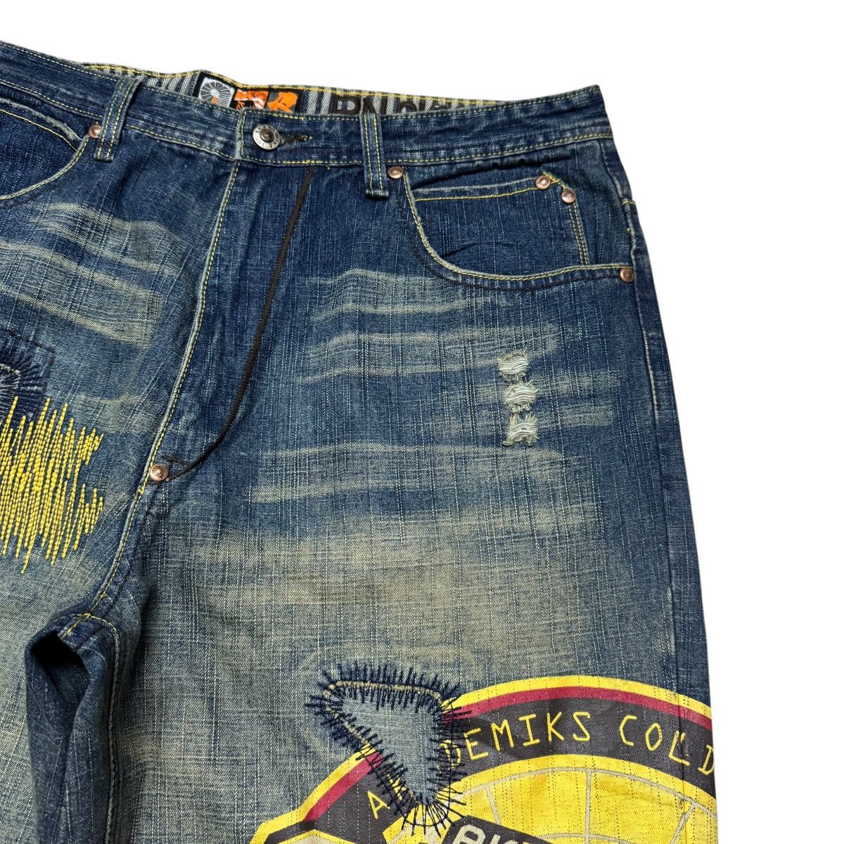 Vintage Vintage Akademiks Spellout Denim Baggy Jeans Jnco Size US 35 - 5 Thumbnail
