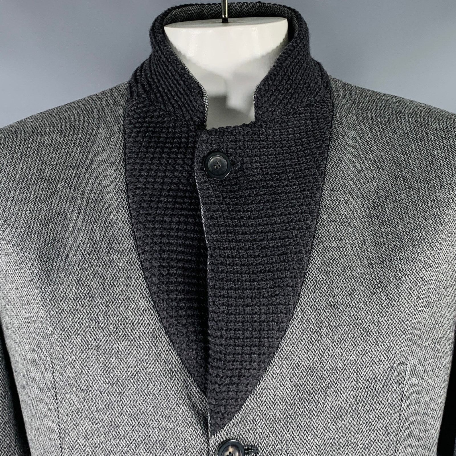Emporio Armani Size 46 Grey Black Wool Blend Notch Lapel Sport Coat Size 46R - 2 Thumbnail
