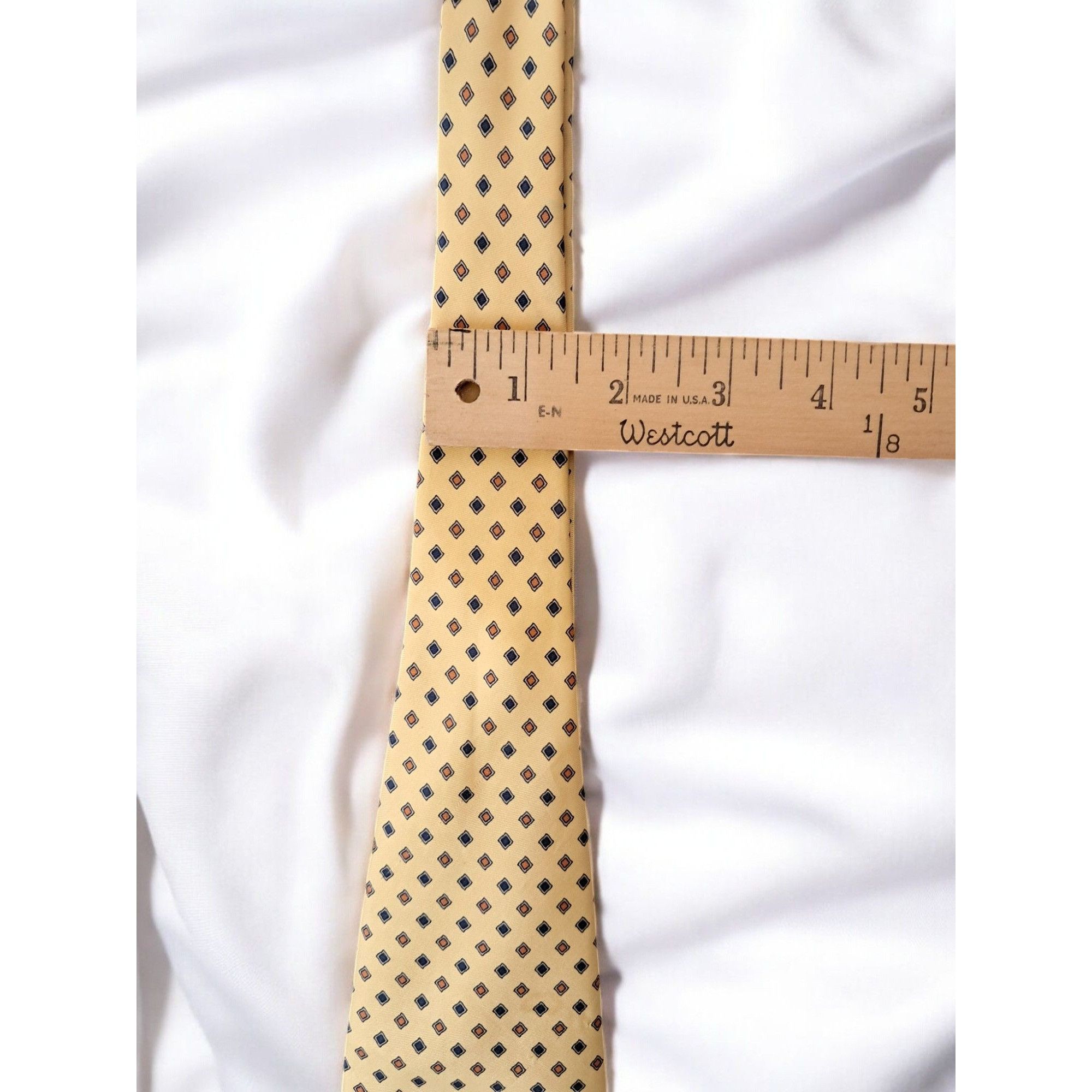 Vintage Antiche Seterie Fiorentine Luxury 100% Silk Tie - Yellow wit Size ONE SIZE - 7 Thumbnail