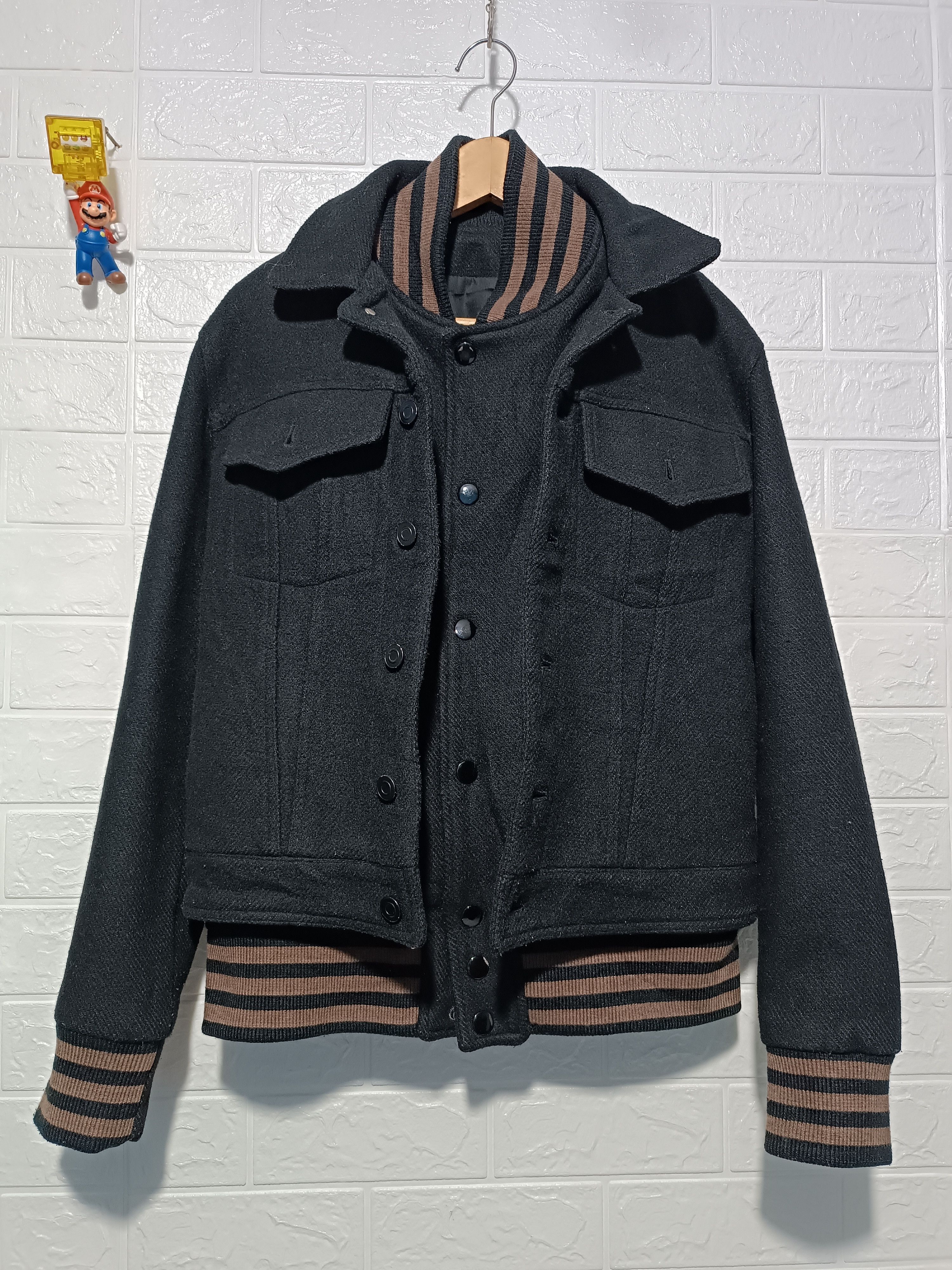 Japanese Brand Rare💥Stud Double Layer Wool Trucker Jacket Size US M / EU 48-50 / 2 - 2 Thumbnail