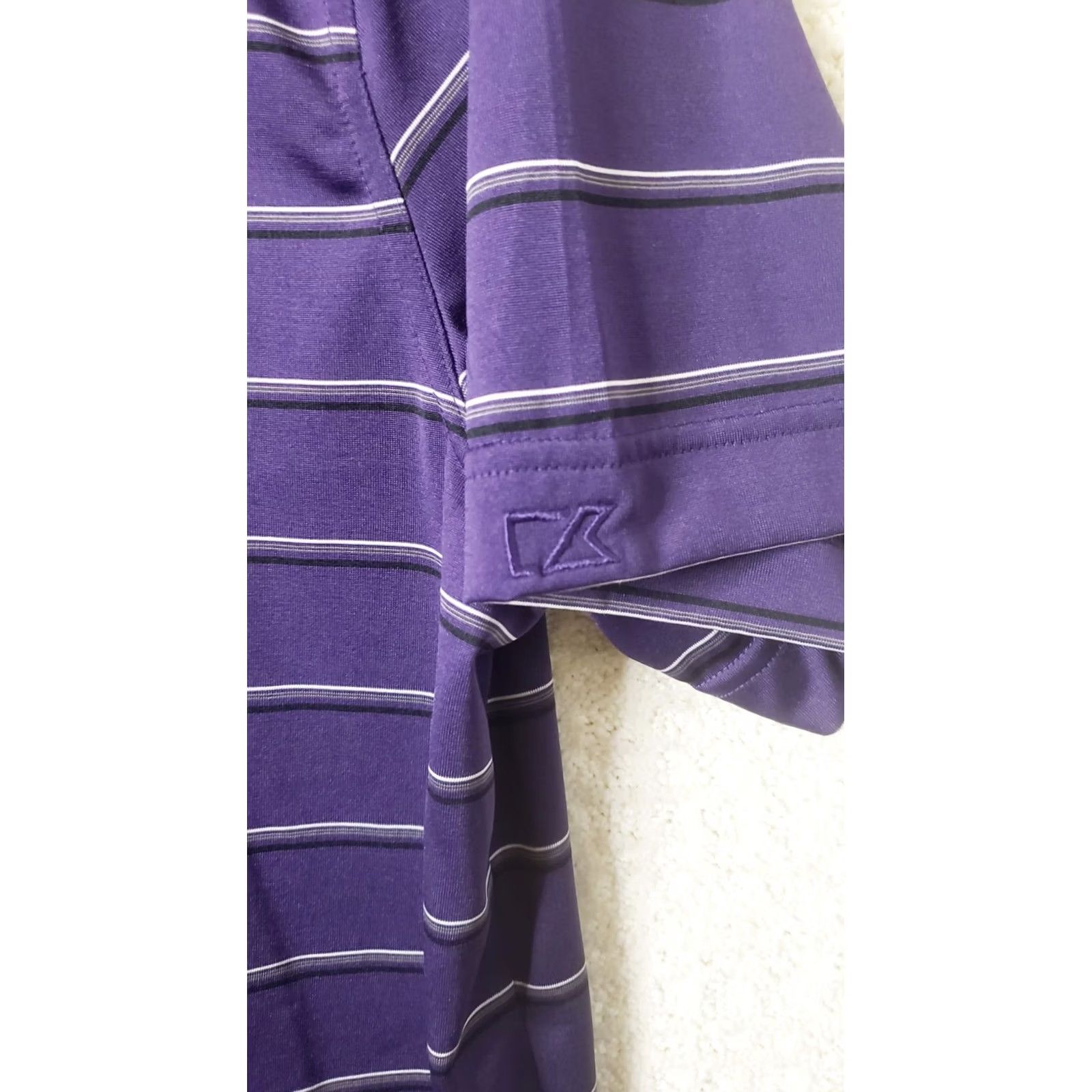 Cutter & Buck Cutter & Buck DryTec GOLF POLO SS SHIRT Mens L Purple Striped SC State Logo Size US L / EU 52-54 / 3 - 4 Thumbnail
