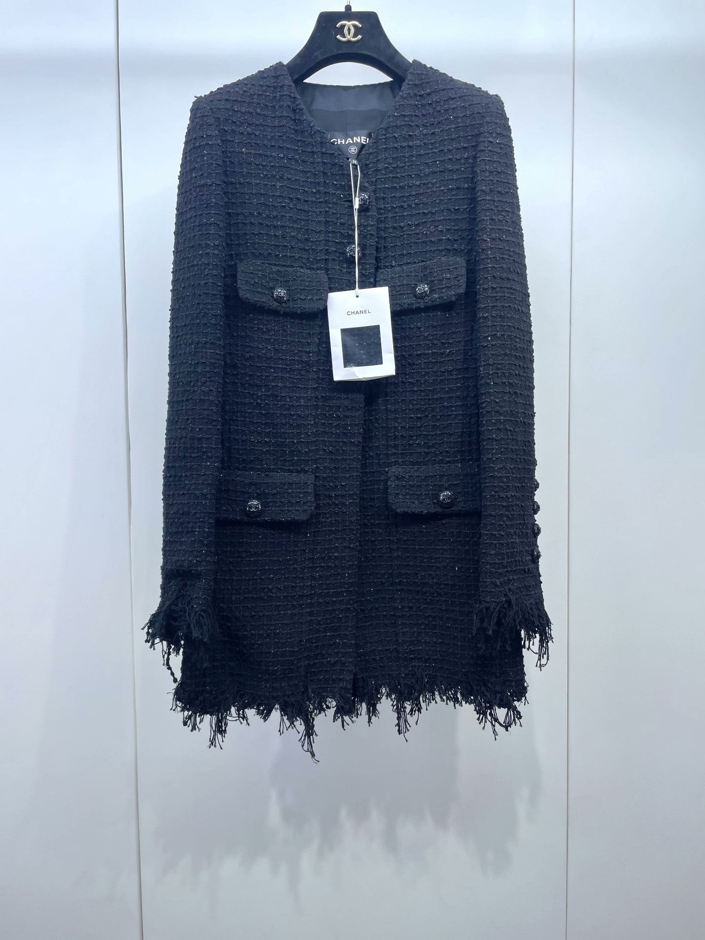 Chanel Chanel 22C Black Shimmer Fringe Jacket Size XXS / US 00 / IT 34 - 1 Thumbnail
