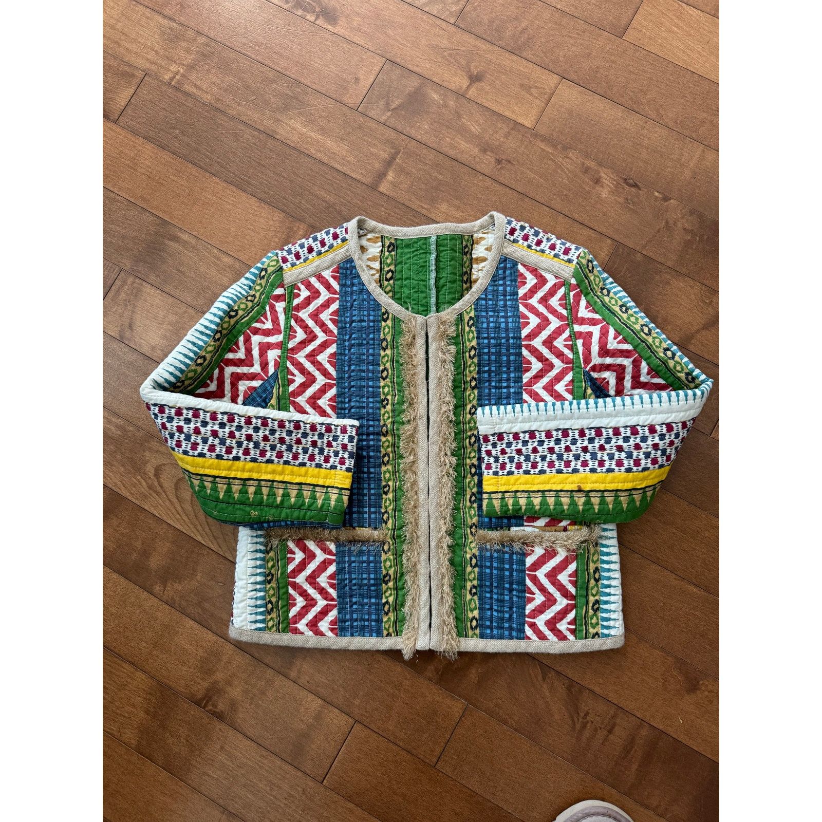 Other Cropped Boho chic quilted colorful fringed jacket x small Size XS / US 0-2 / IT 36-38 - 19 Thumbnail