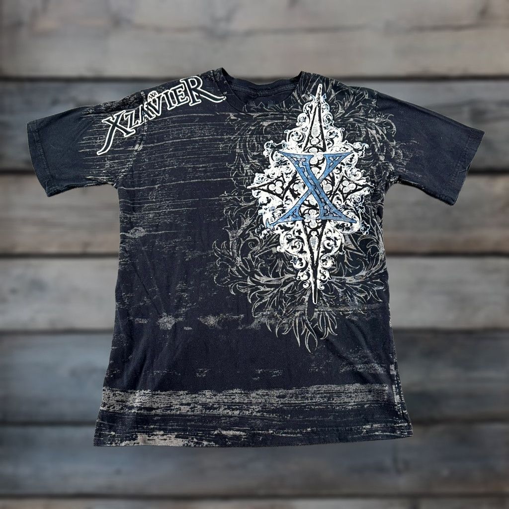 Vintage VINTAGE Xzavier Shirt Mens XL Black Graphic Cross Wings Goth Emo Y2K 90s Skull T-Shirt Size US XL / EU 56 / 4 - 1 Thumbnail