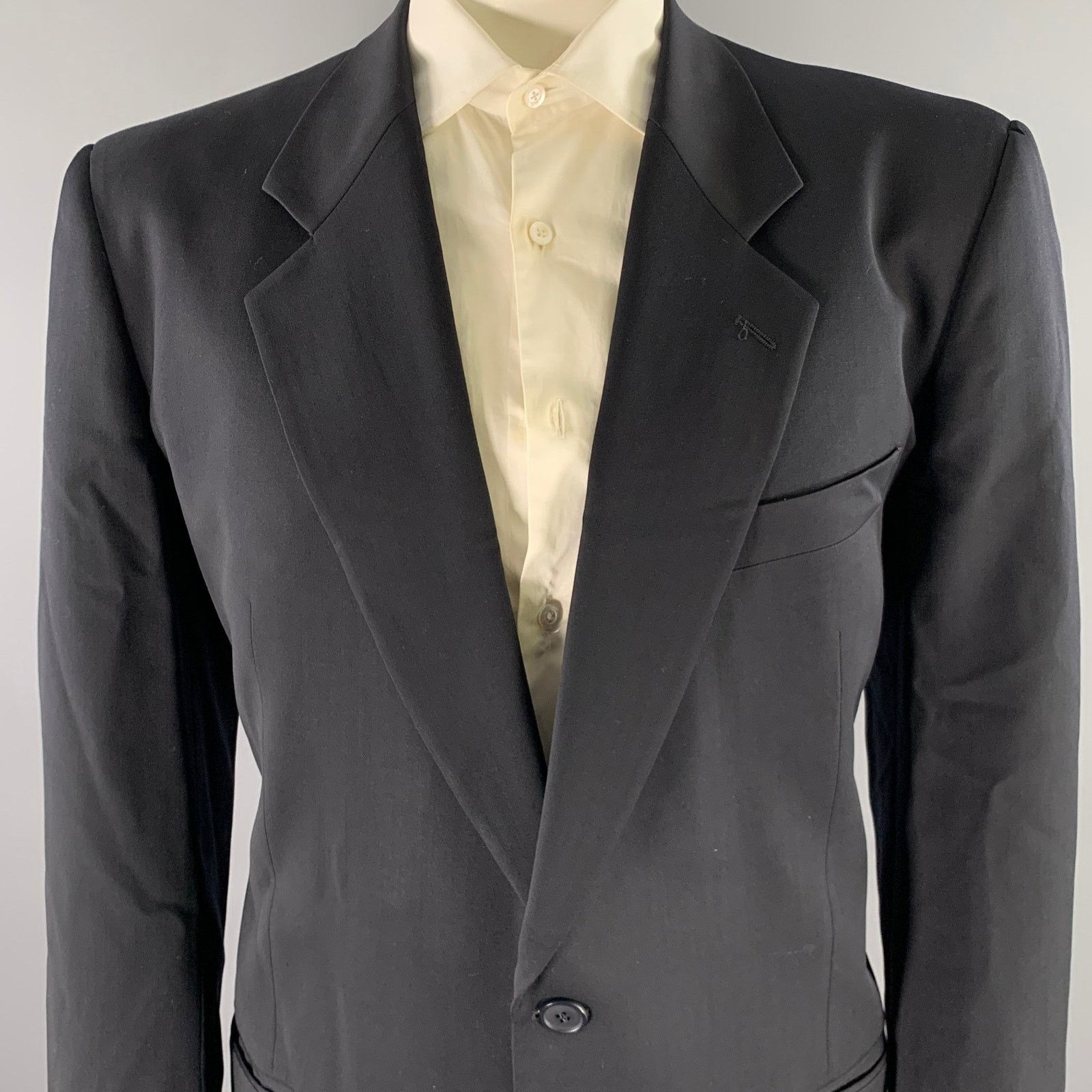 Giorgio Armani GIORGIO ARMANI Chest 46 Navy Wool Notch Lapel Sport Coat Size 46R - 2 Thumbnail