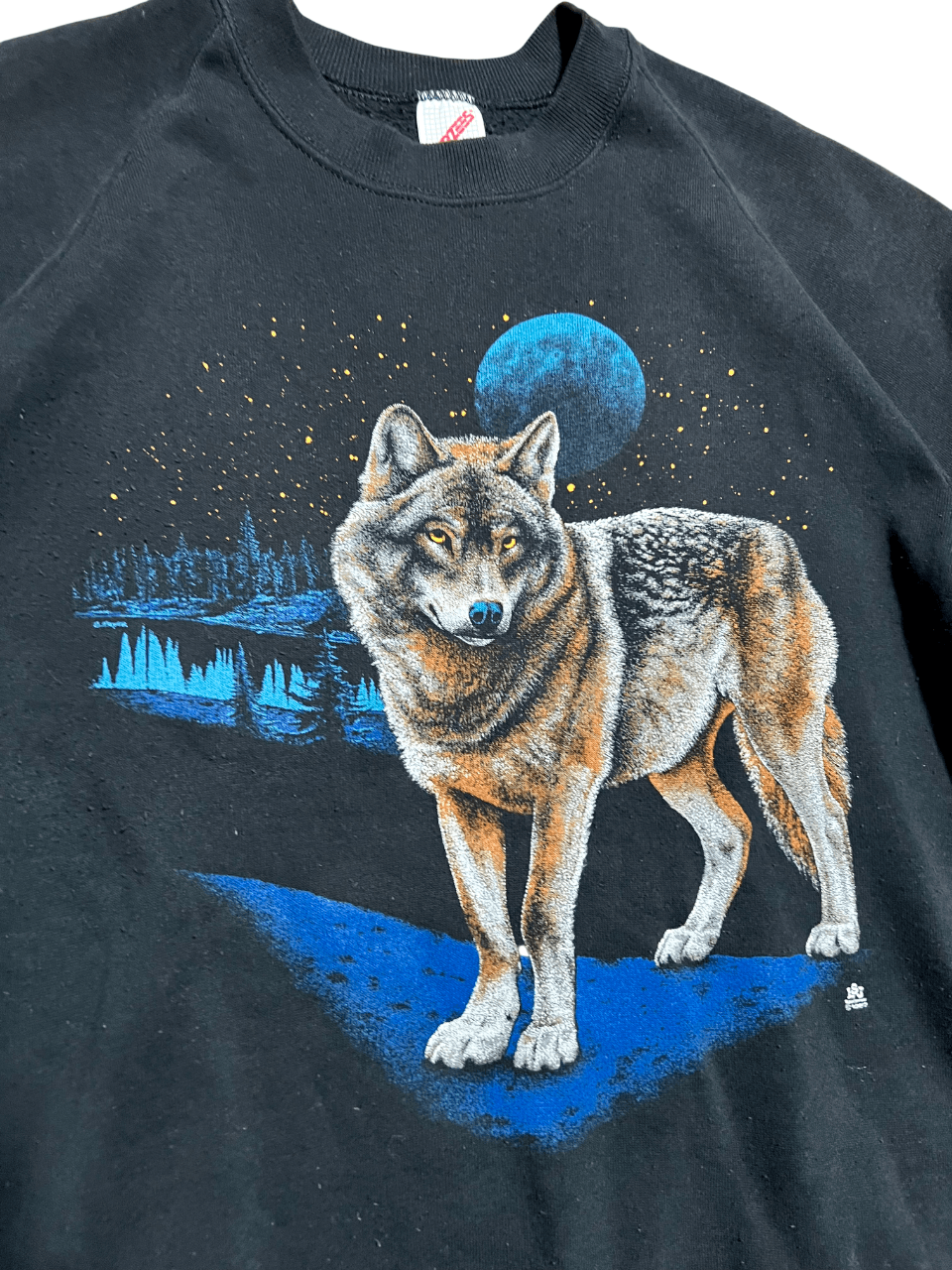 Jerzees Wolf & Moon Jerzees 1987 Black Vintage Crew Neck Sweatshirt Size US L / EU 52-54 / 3 - 2 Thumbnail