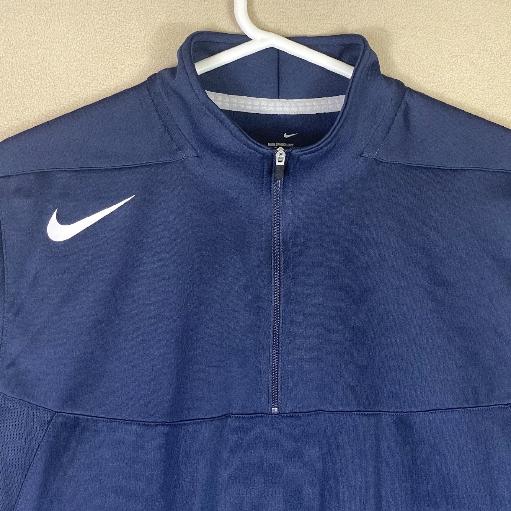 Nike Nike Mens L 1/4 Zip Long Sleeve Mock Neck Blue Logo Shirt Size US L / EU 52-54 / 3 - 2 Thumbnail