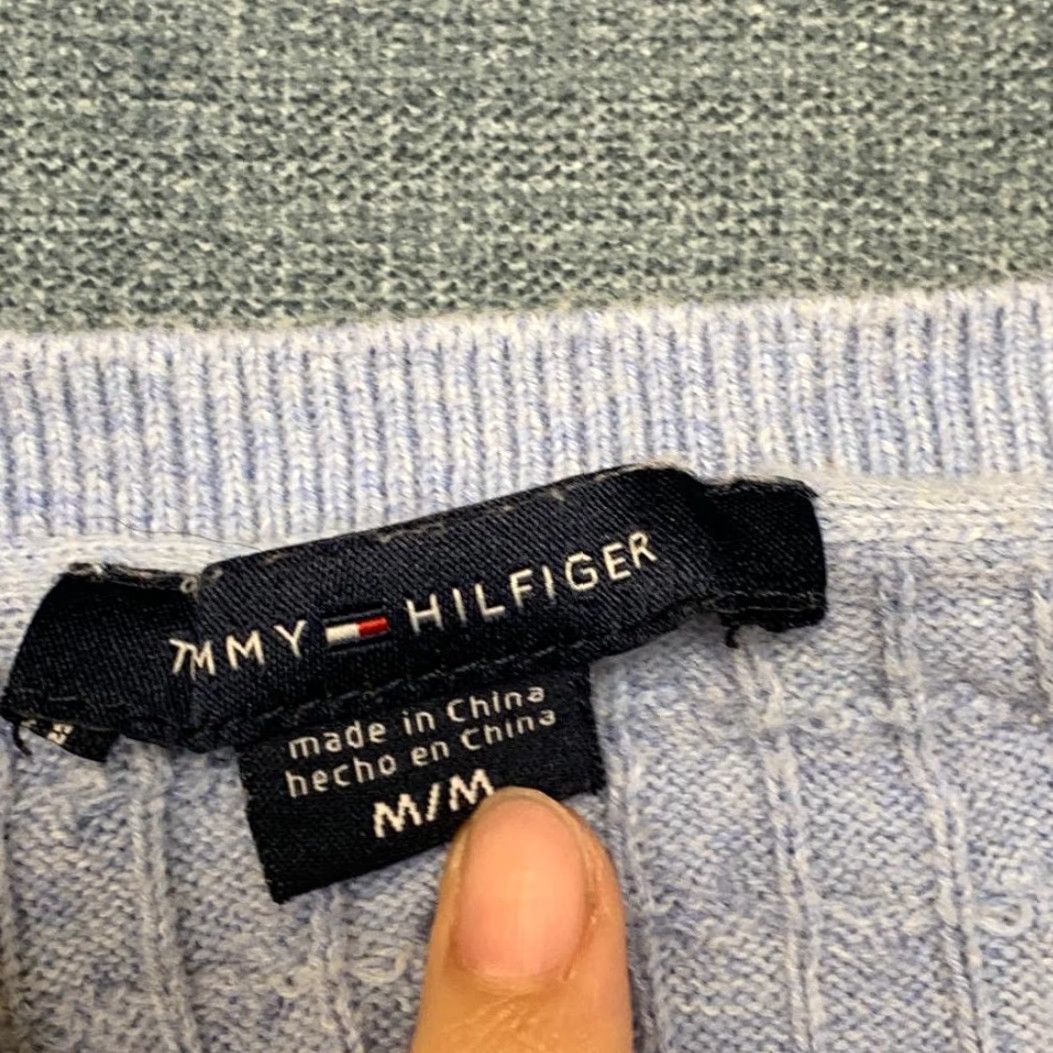 Tommy Hilfiger Tommy Hilfiger Sweater Womens Medium Light Lavender Cable Knit Cotton V-Neck Size M / US 6-8 / IT 42-44 - 7 Thumbnail