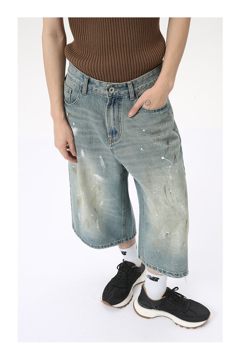 Japanese Brand × Jean Vintage distressed ink wash denim shorts Size US 32 / EU 48 - 6 Thumbnail