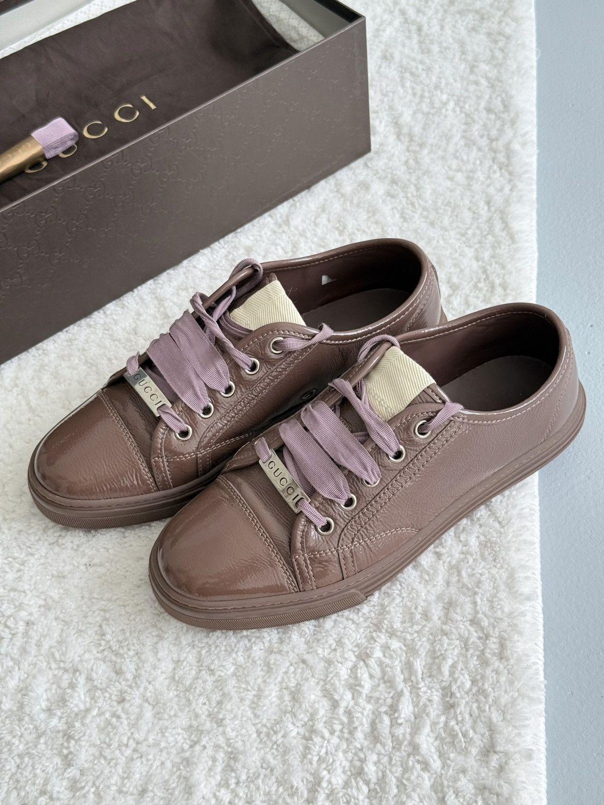 Gucci Gucci Patent Leather Low Top Sneakers Pink GG Lace Up Shoes Size US 7 / IT 37 - 5 Thumbnail