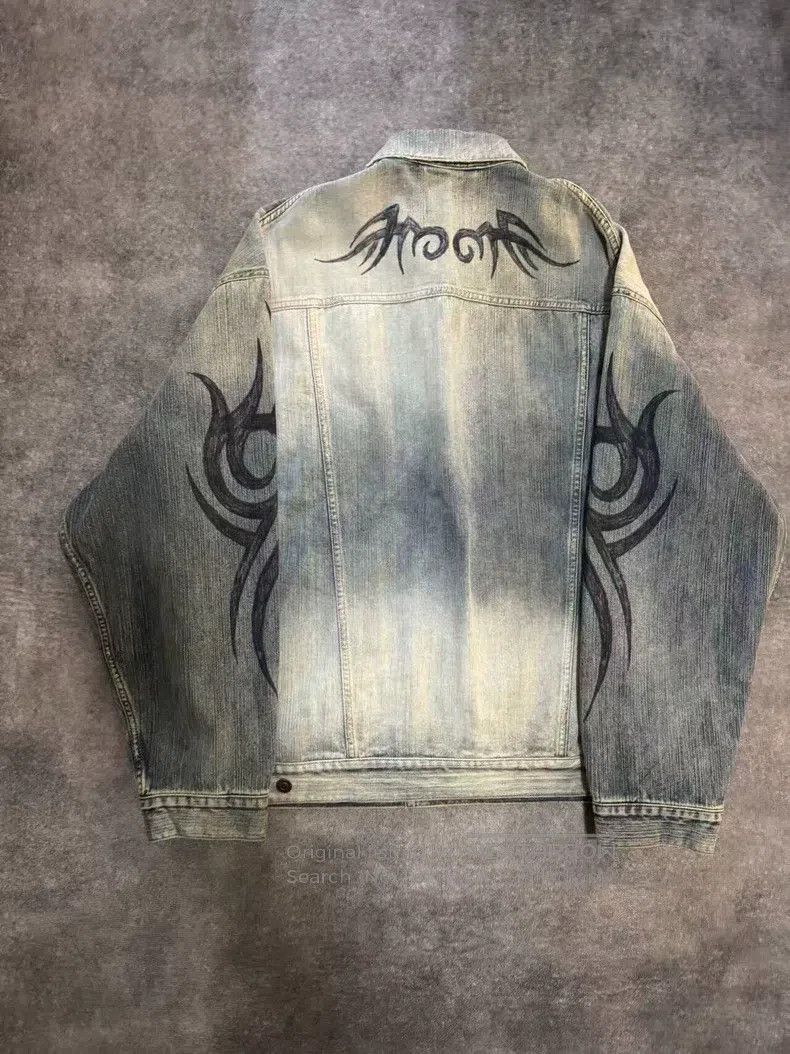 Balenciaga Balenciaga Dragon totem making old denim jacket coat Size US S / EU 44-46 / 1 - 2 Thumbnail