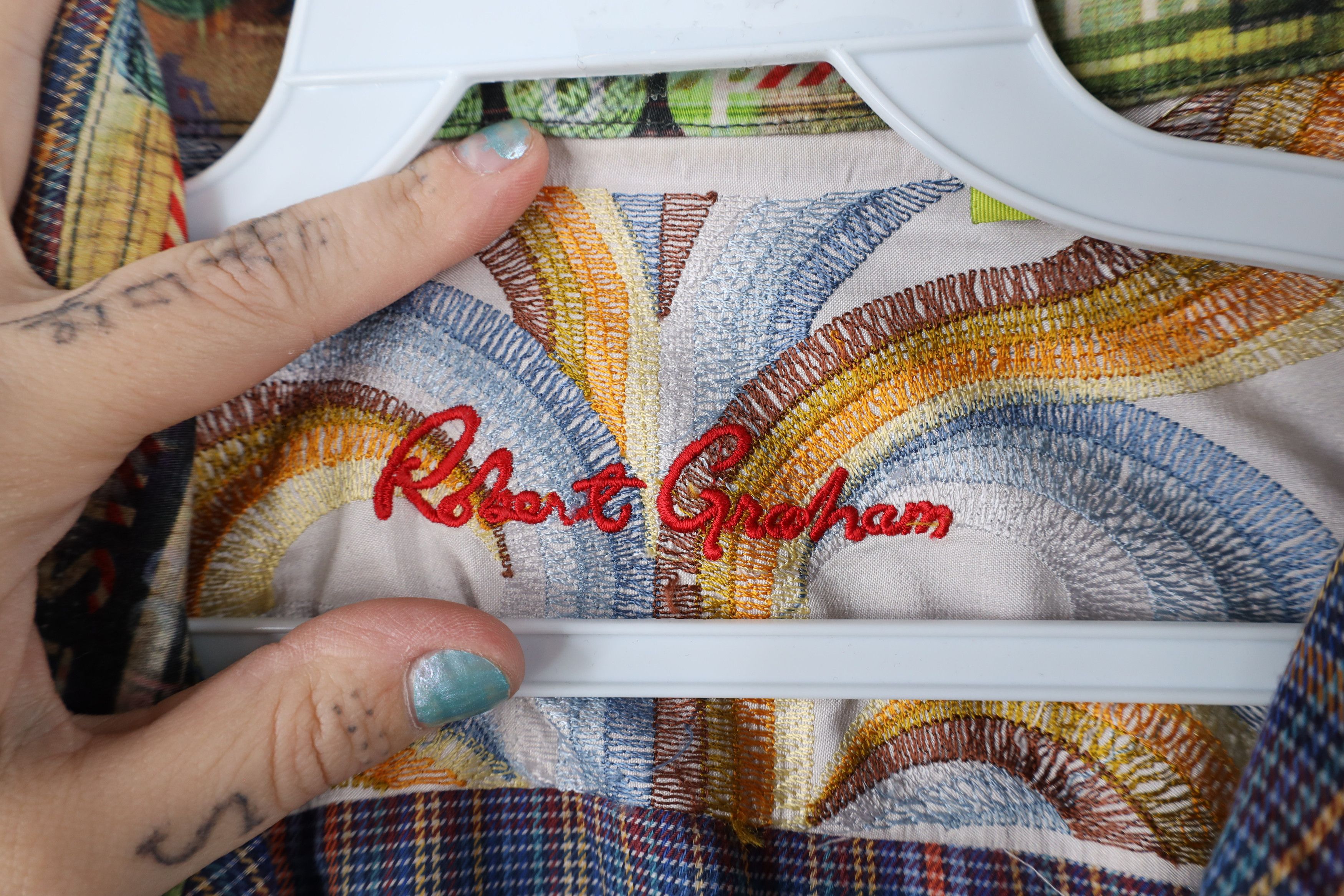Robert Graham × Vintage Robert Graham York Flip Cuff Rainbow Collared Button Shirt Size US XXL / EU 58 / 5 - 7 Thumbnail
