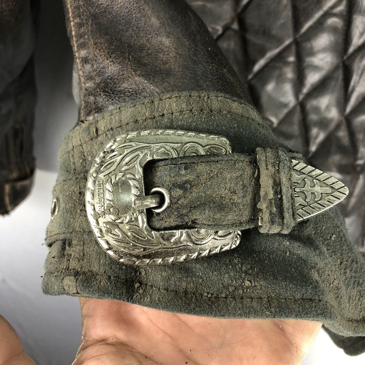 Leather Vintage 90's Motorcycle Leather Jacket by Jam's Gold Size US L / EU 52-54 / 3 - 12 Thumbnail
