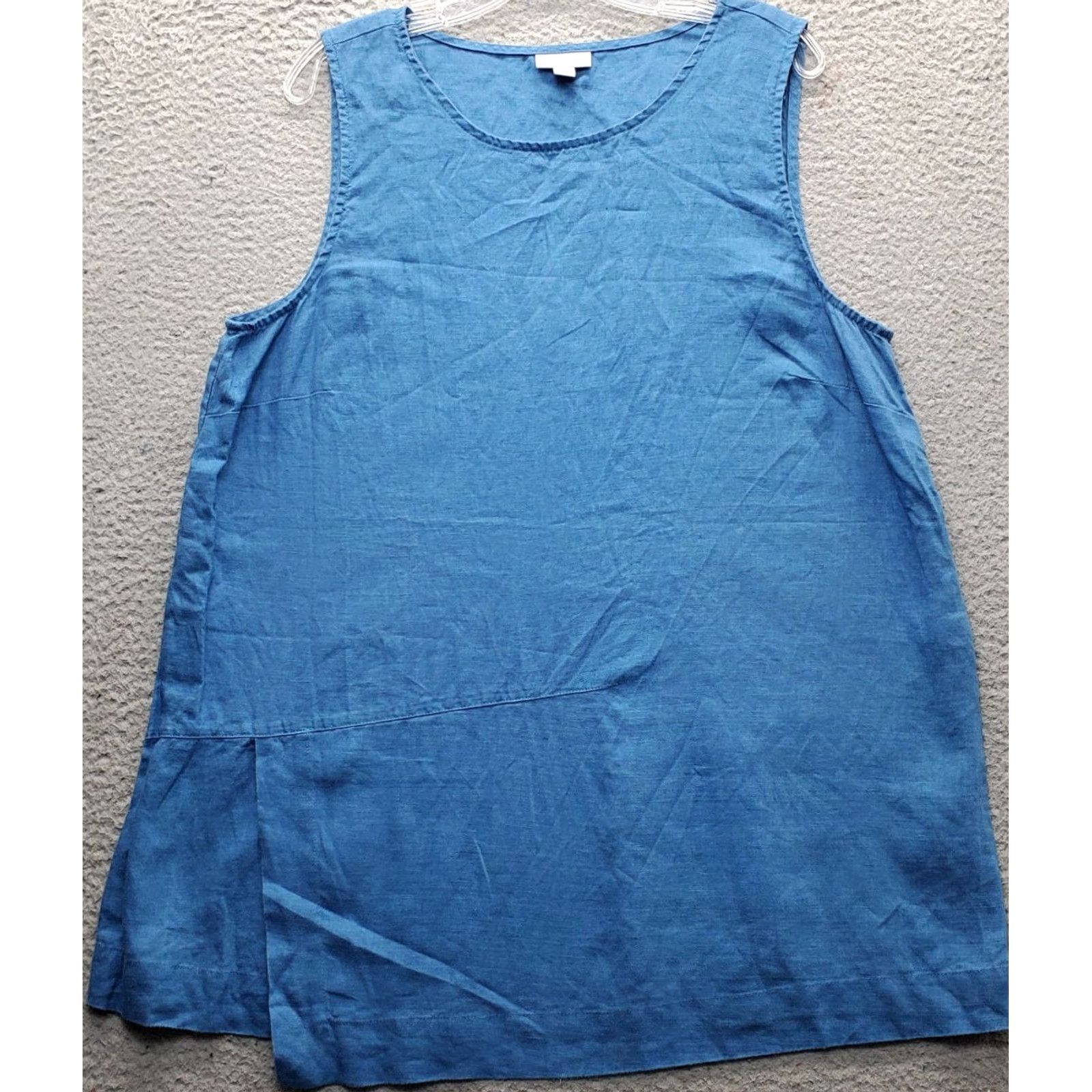 J. Jill J. Jill Tank Top Womens Large Blue Linen Wide Strap Round Neck USA Ship Casual Sleeveless Size L / US 10 / IT 46 - 2 Thumbnail