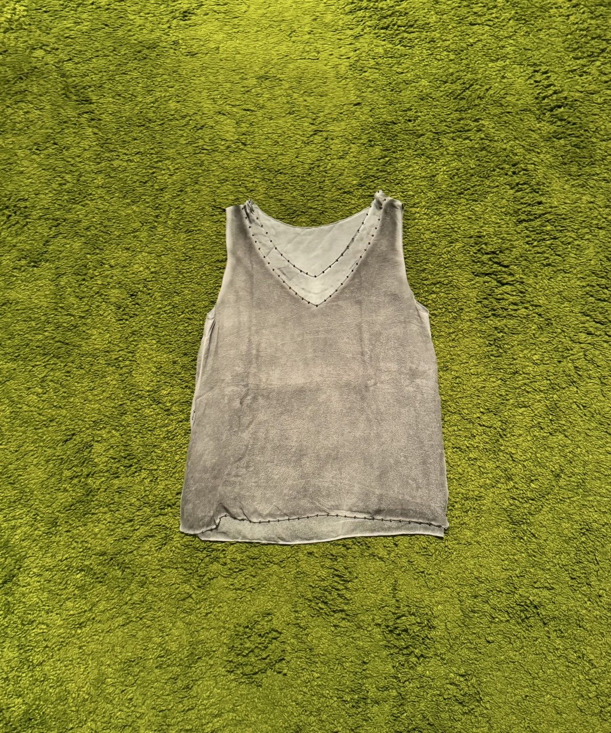 Designer Nile avant garde 100% silk washed graphite grey tank top Size M / US 6-8 / IT 42-44 - 1 Thumbnail
