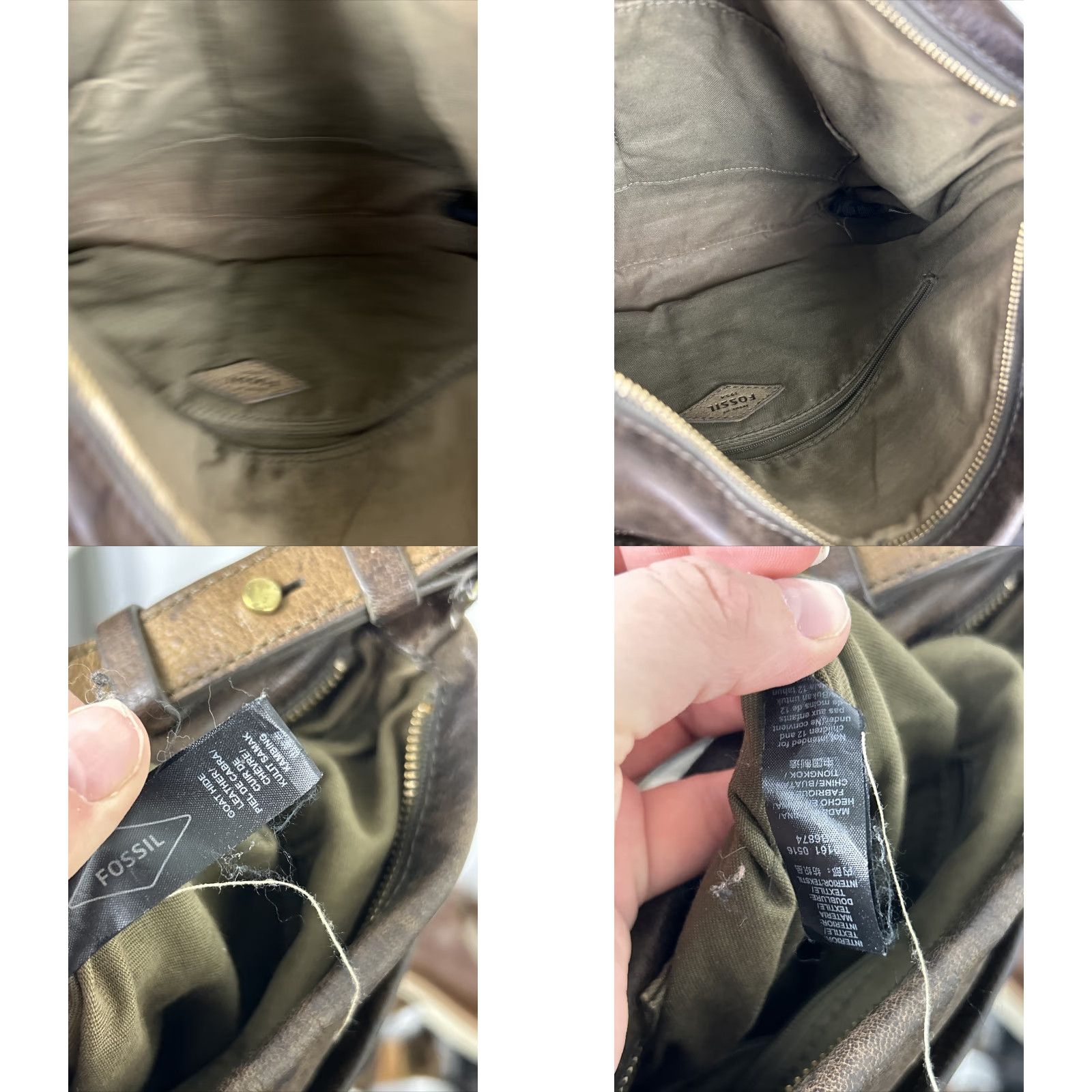 Fossil Fossil Piper Crossbody Bag Brown Pebbled Leather 12x9x1-3 Adjustable Strap Removable Zipper Closure Size ONE SIZE - 11 Thumbnail