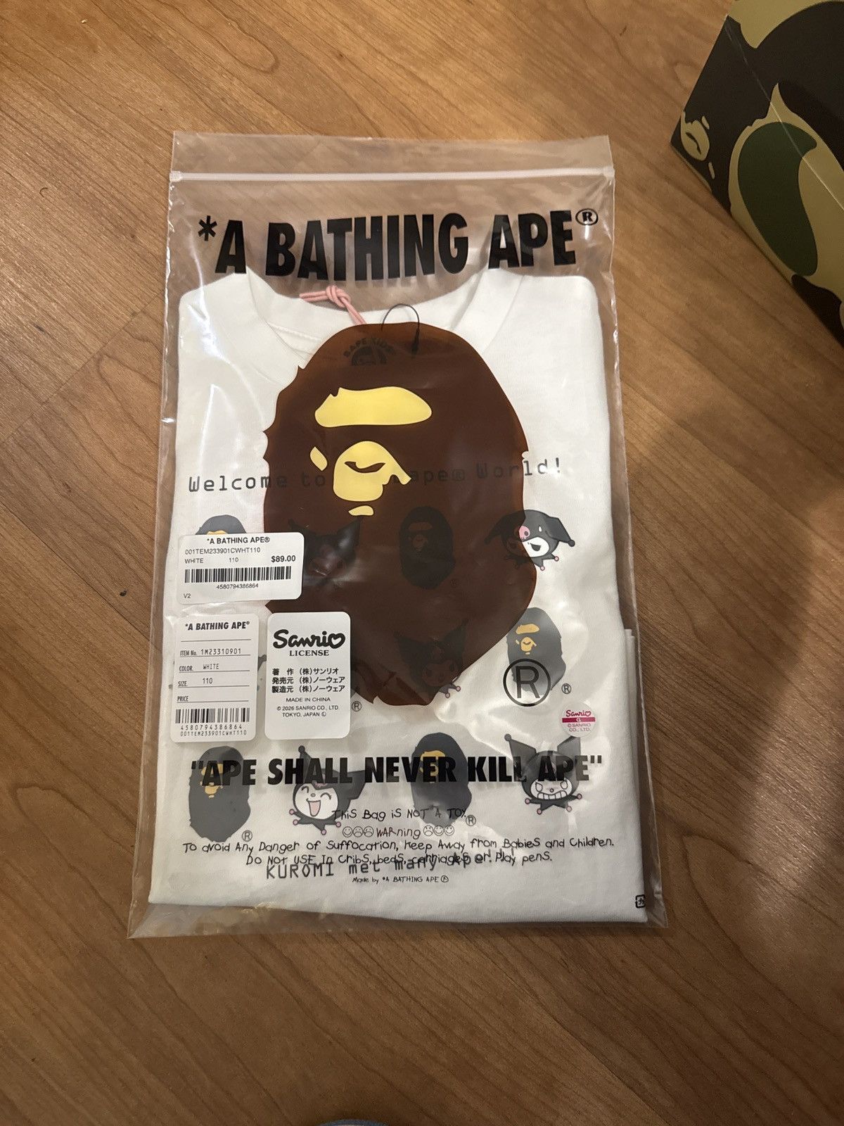 Bape Kuromi Welcome To The Bape World Tee Child Size 110 Size ONE SIZE - 3 Thumbnail