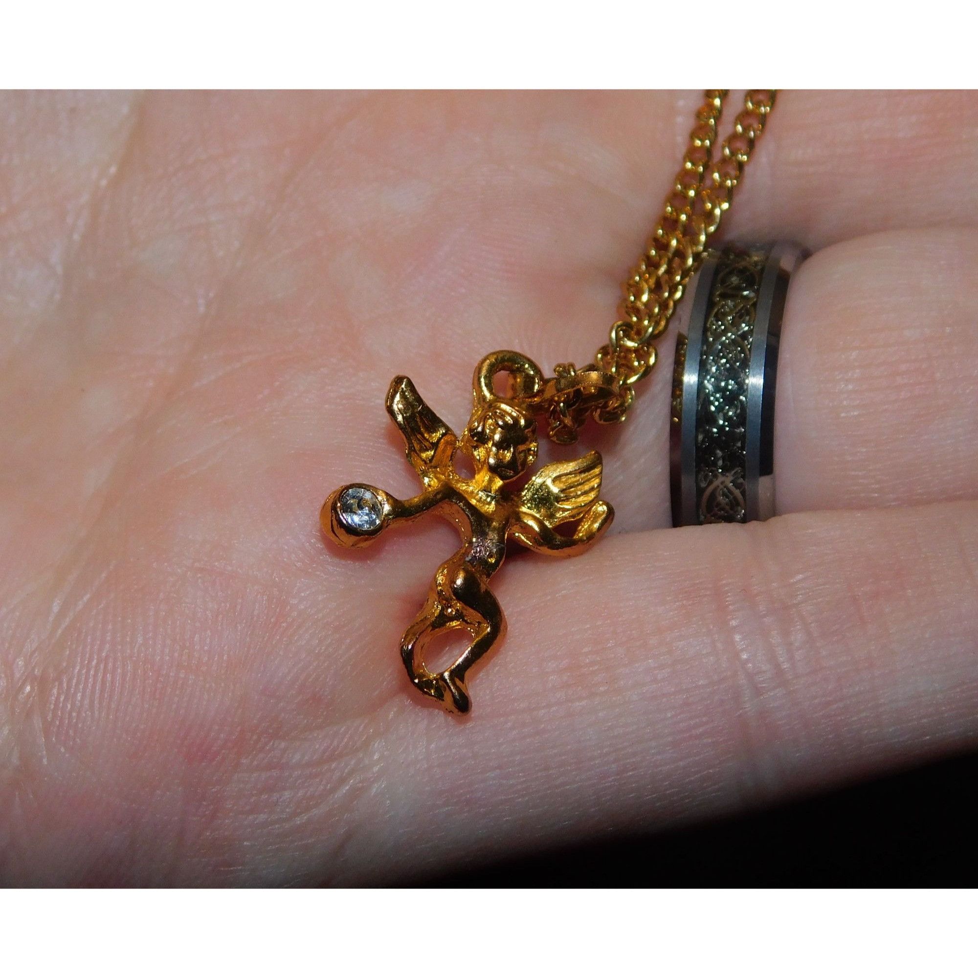 Other April Cherub Birth Stone Gold Tone Pendant Necklace Size ONE SIZE - 3 Thumbnail