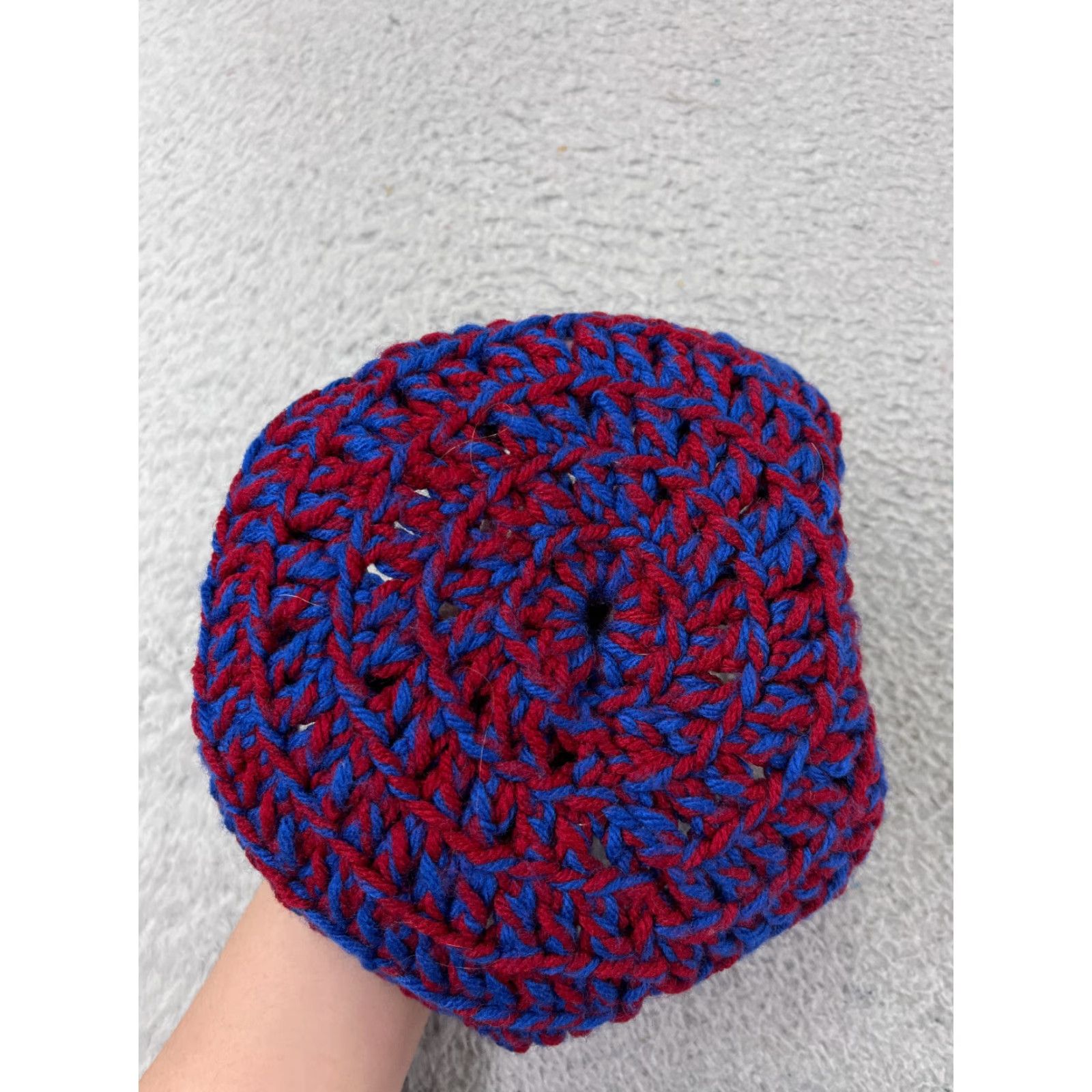 Vintage Womens Beret Beanie Toque Hat One Size Blue Red Knit Acrylic Winter Ski Size ONE SIZE - 5 Thumbnail
