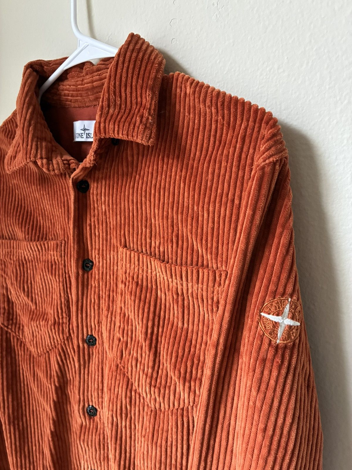 Stone Island citrus orange corduroy flannel