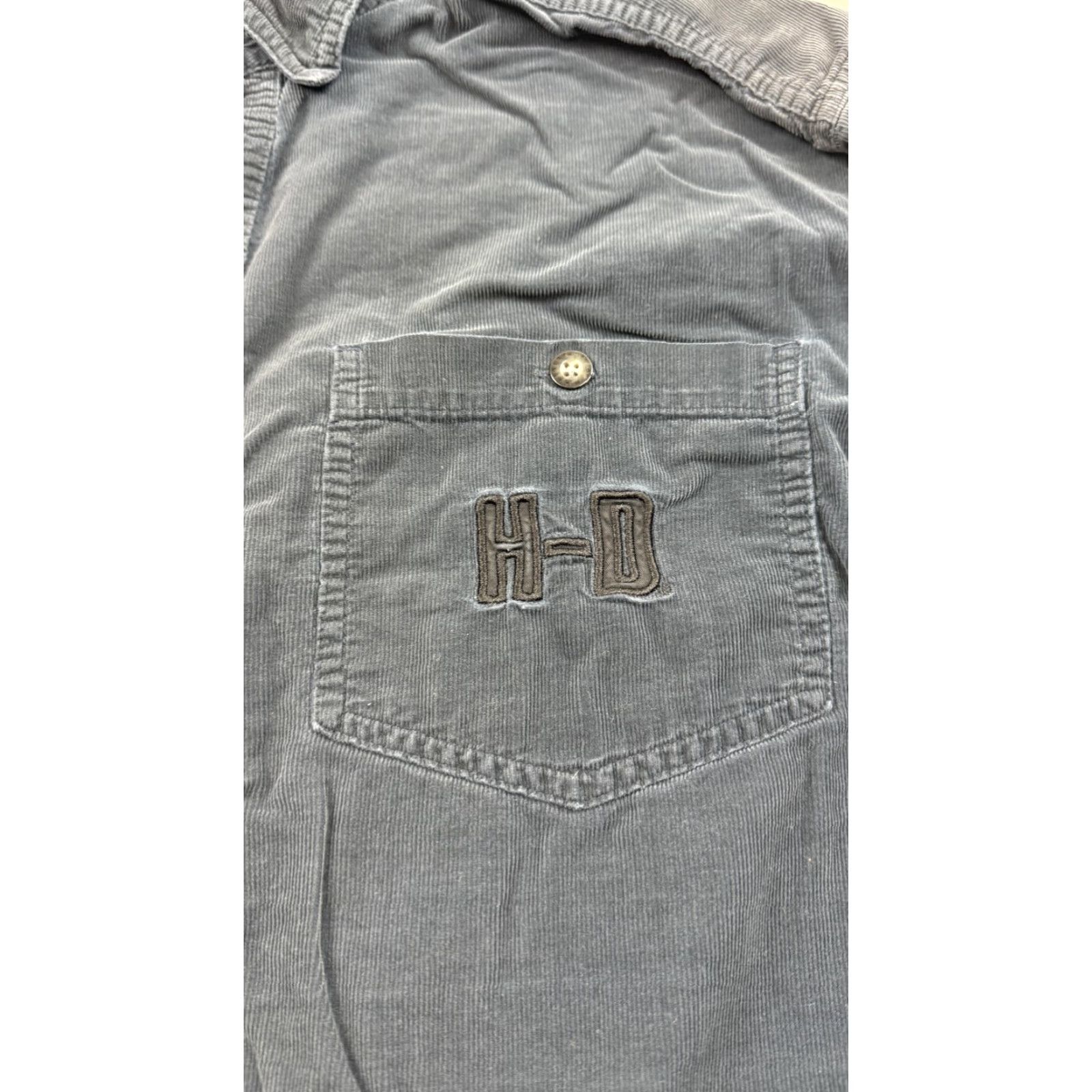 Harley Davidson Harley-Davidson Shirt Mens M Blue Corduroy Long Sleeve Skull Biker HD Size US M / EU 48-50 / 2 - 3 Thumbnail