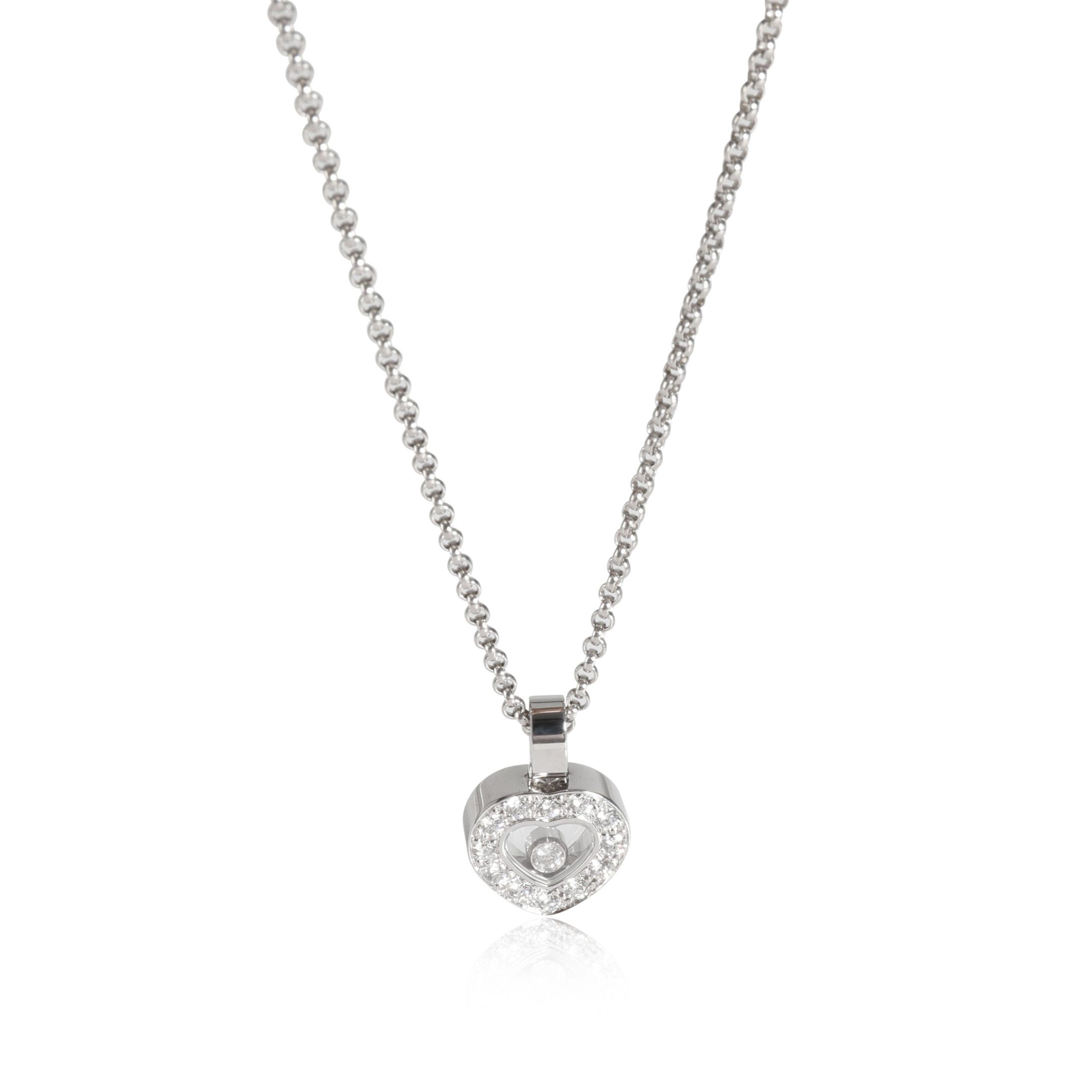 image of Chopard Happy Diamonds Heart Pendant In 18K White Gold 0.3 Ctw, Women's