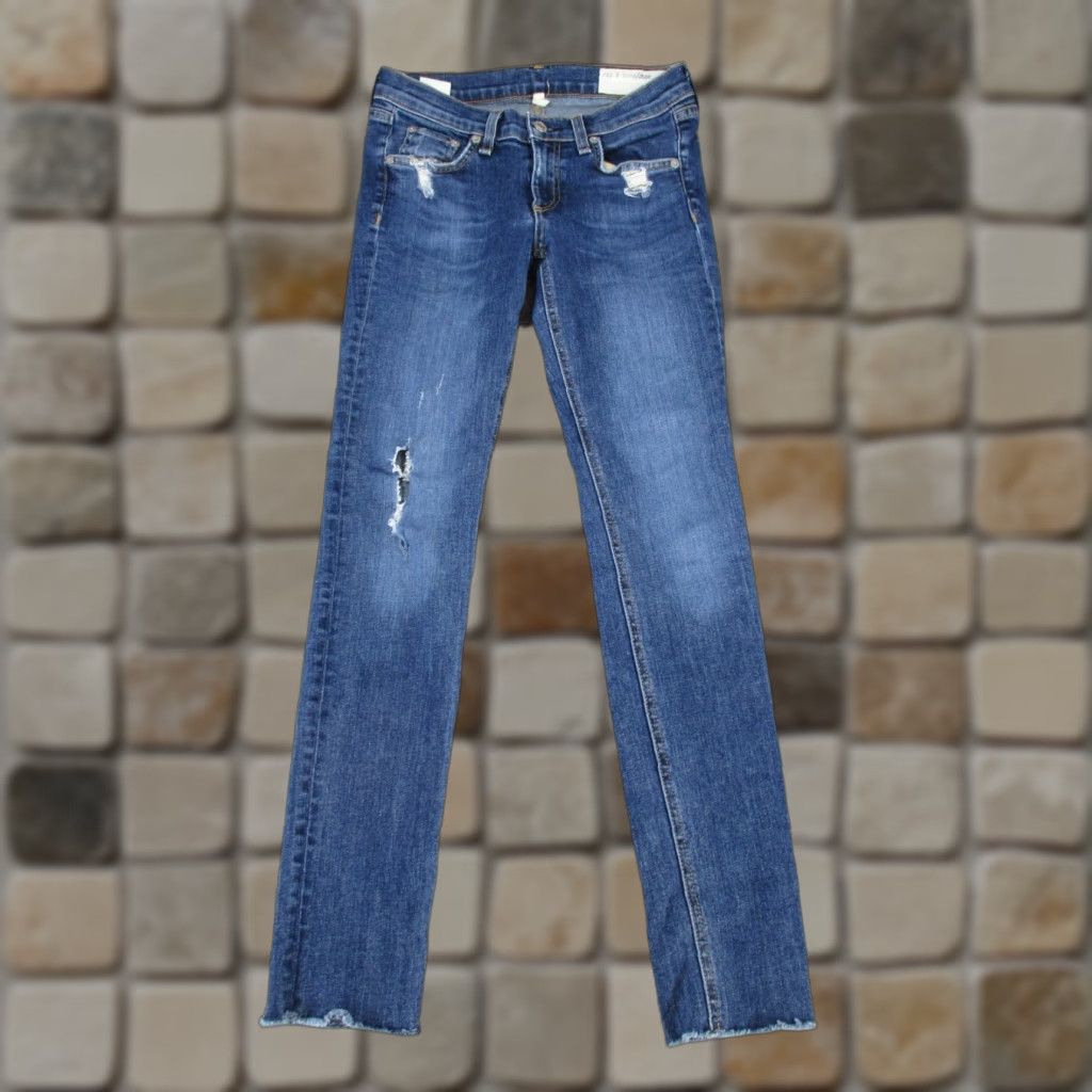Rag & Bone VINTAGE Rag & Bone Jeans Womens 25 Skinny Low Rise Dark Wash Denim Zipper 90s Girls Size 42" / US 20 - 1 Thumbnail