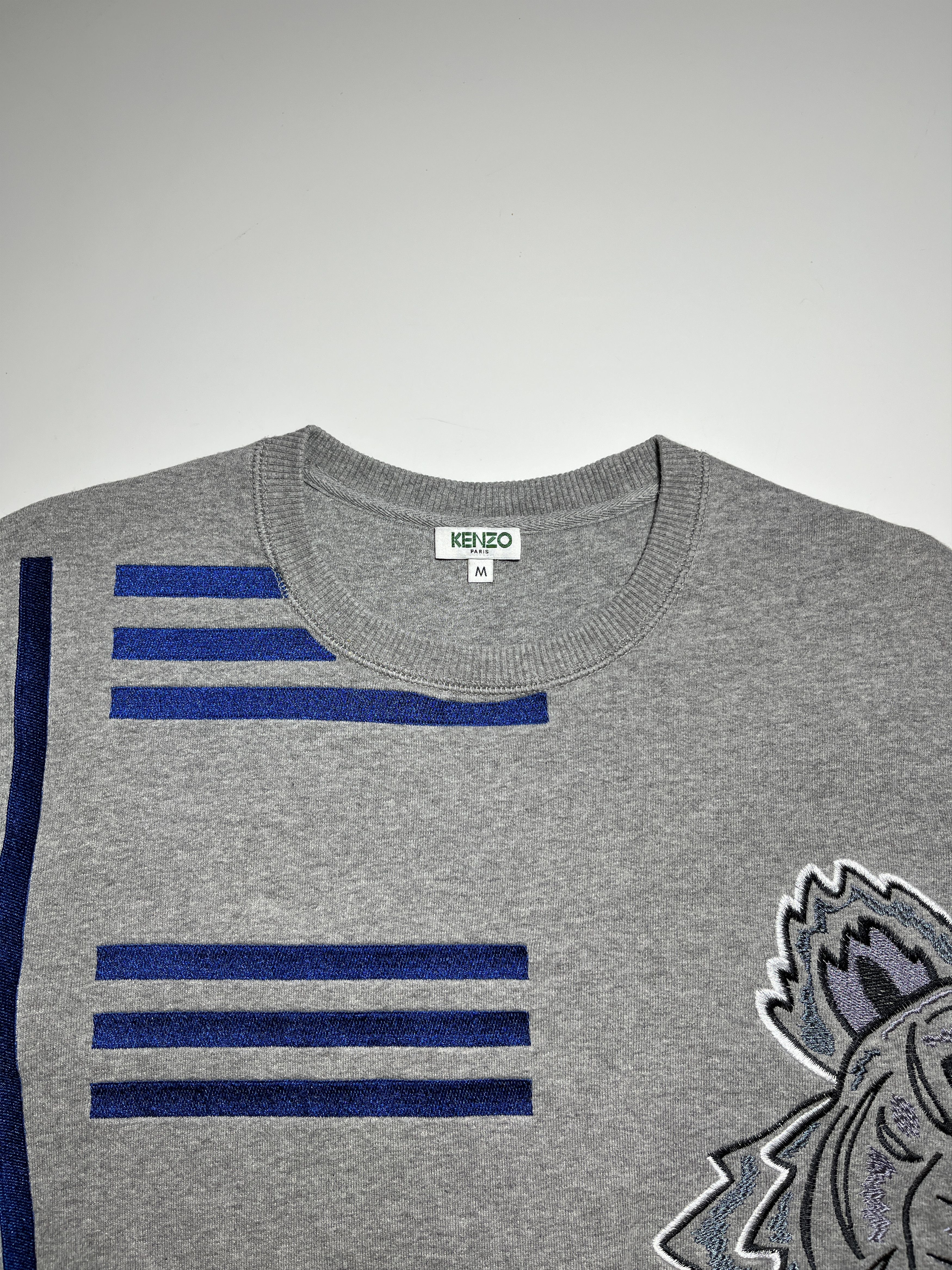 Kenzo Kenzo Embroidered Tiger Geometric Gray Sweatshirt Size M Size US M / EU 48-50 / 2 - 7 Thumbnail