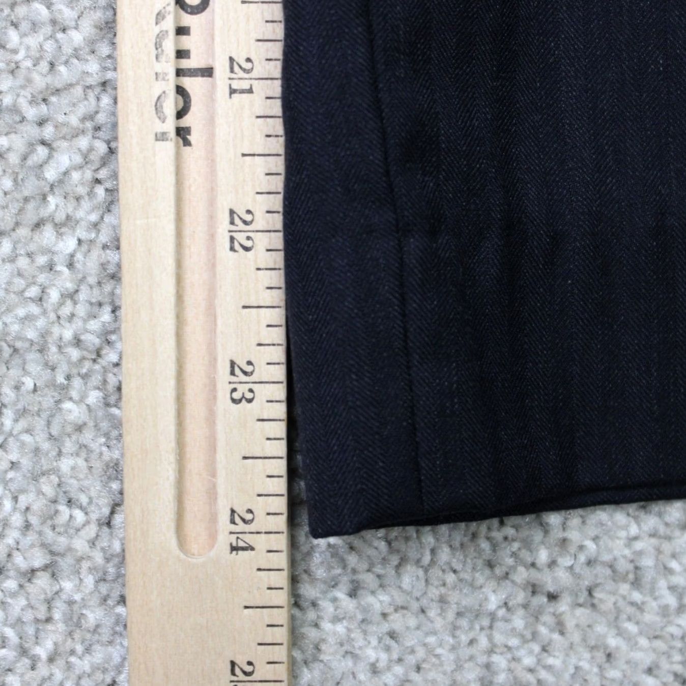Jos. A. Bank Jos. A. Bank Pants Mens 38x24 Black Striped Wool Flat Front Dress Pants Regular Rise Front Flat Front, Button Zip, Cuffed Pockets, Wool/Cotton, 38x24 Size US 38 / EU 54 - 3 Thumbnail