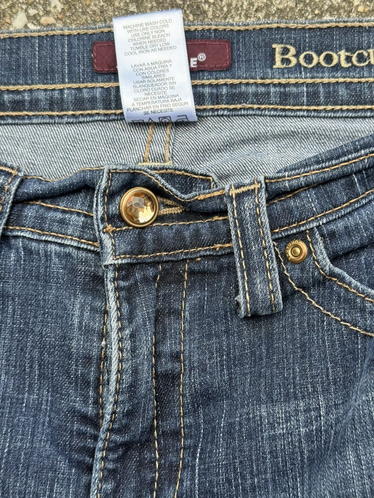 Jordache Vtg Jordache Bootcut Faded Dark Blue Jeans Y2K Size 30" / US 8 / IT 44 - 2 Thumbnail