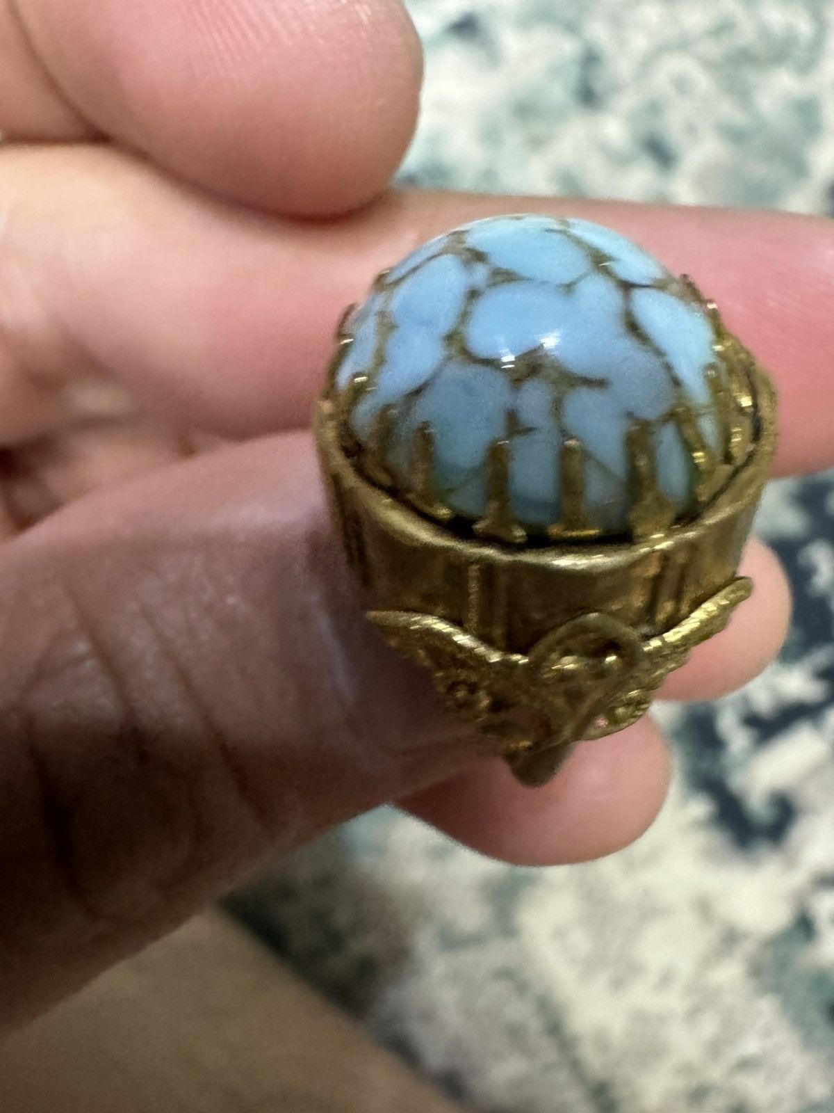 Jewelry × Vintage TURQUOISE GEMSTONE RING Size ONE SIZE - 3 Thumbnail