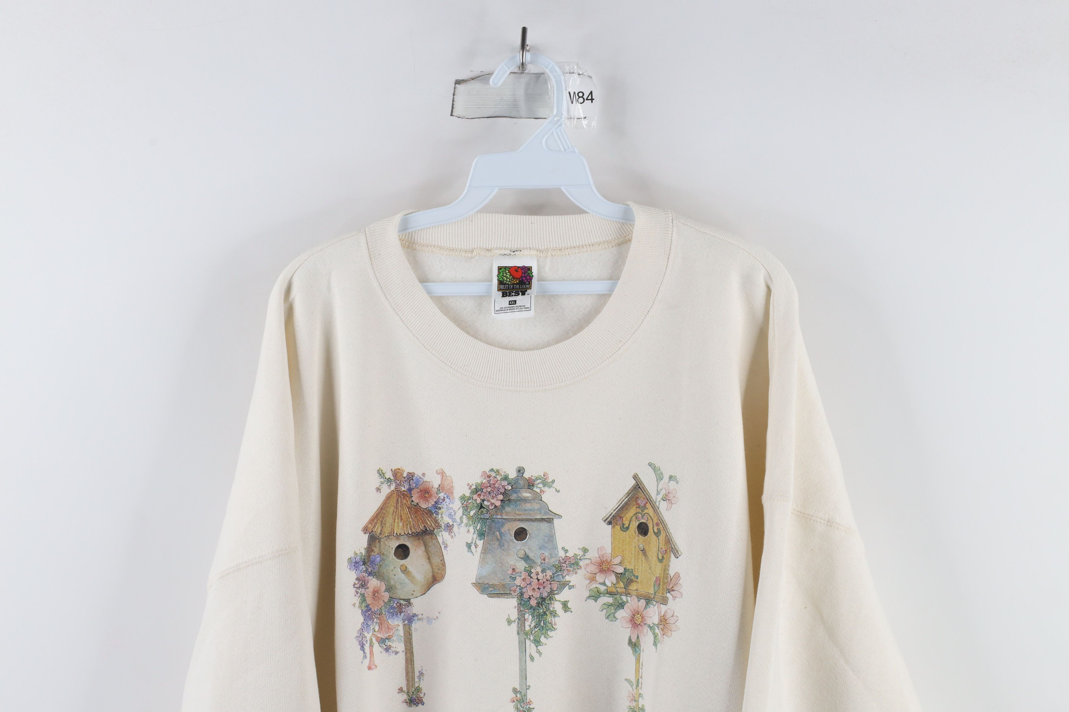 Vintage Vintage 90s Country Primitive Crewneck Sweatshirt Cream Size XXL / US 16-18 / IT 52-54 - 2 Thumbnail