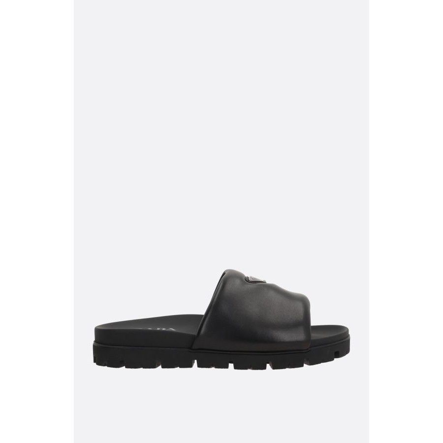 Prada PRADA Black Nappa Slides New & Authentic (Men's size:6;) Size US 6 / EU 39 - 1 Thumbnail