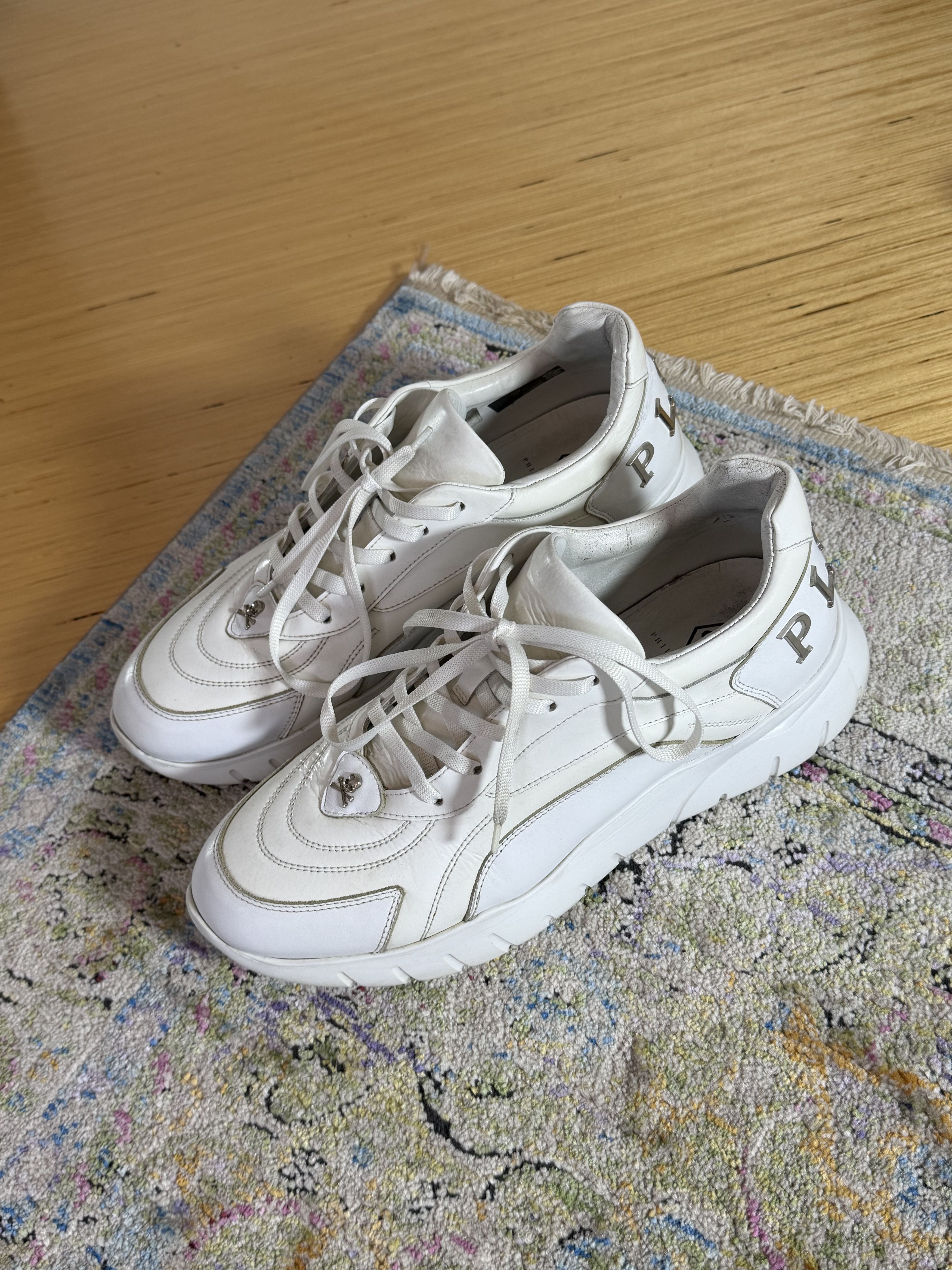 Philipp Plein Philipp Plein Runner White Logo Sneakers Size US 12 / EU 45 - 1 Thumbnail