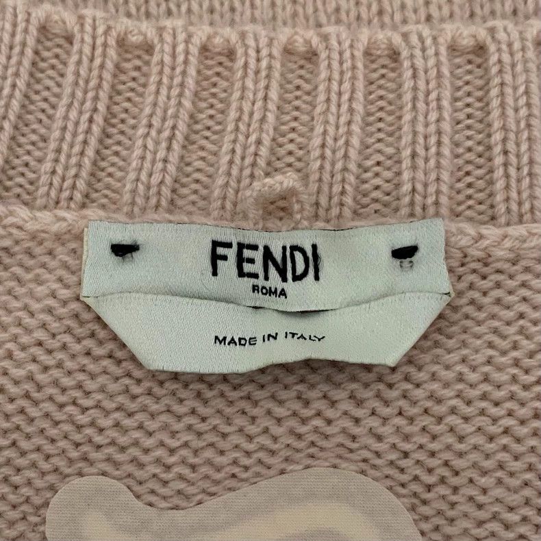 Fendi FENDI Apricot pink logo embossed cashmere V-neck long-slee Size 4XL / US 24-26 - 6 Thumbnail
