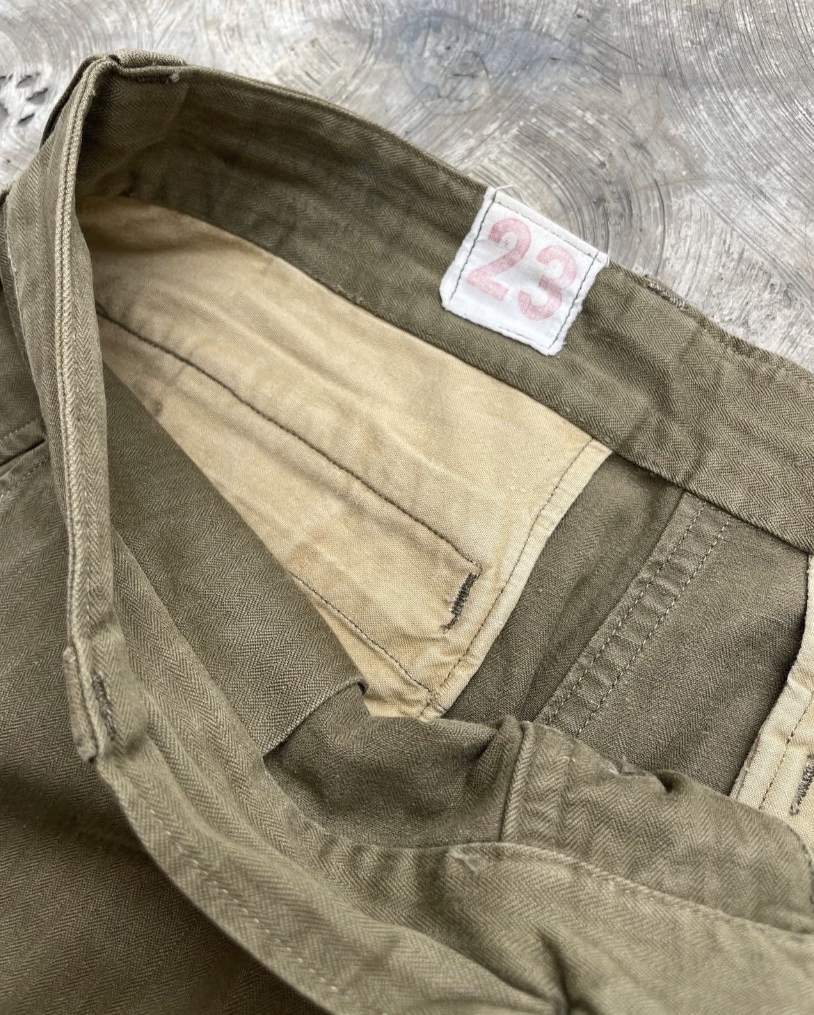 Vintage French Army Military Pants HBT Reworked Lose Pocket Size US 34 / EU 50 - 3 Thumbnail