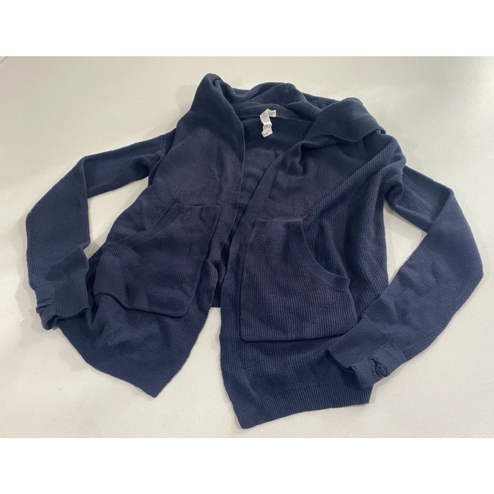 Lululemon VINTAGE Women's Lululemon Knit Wrap Open Front Cardigan Hooded Sweater Navy Sz 2 Size XS / US 0-2 / IT 36-38 - 4 Thumbnail