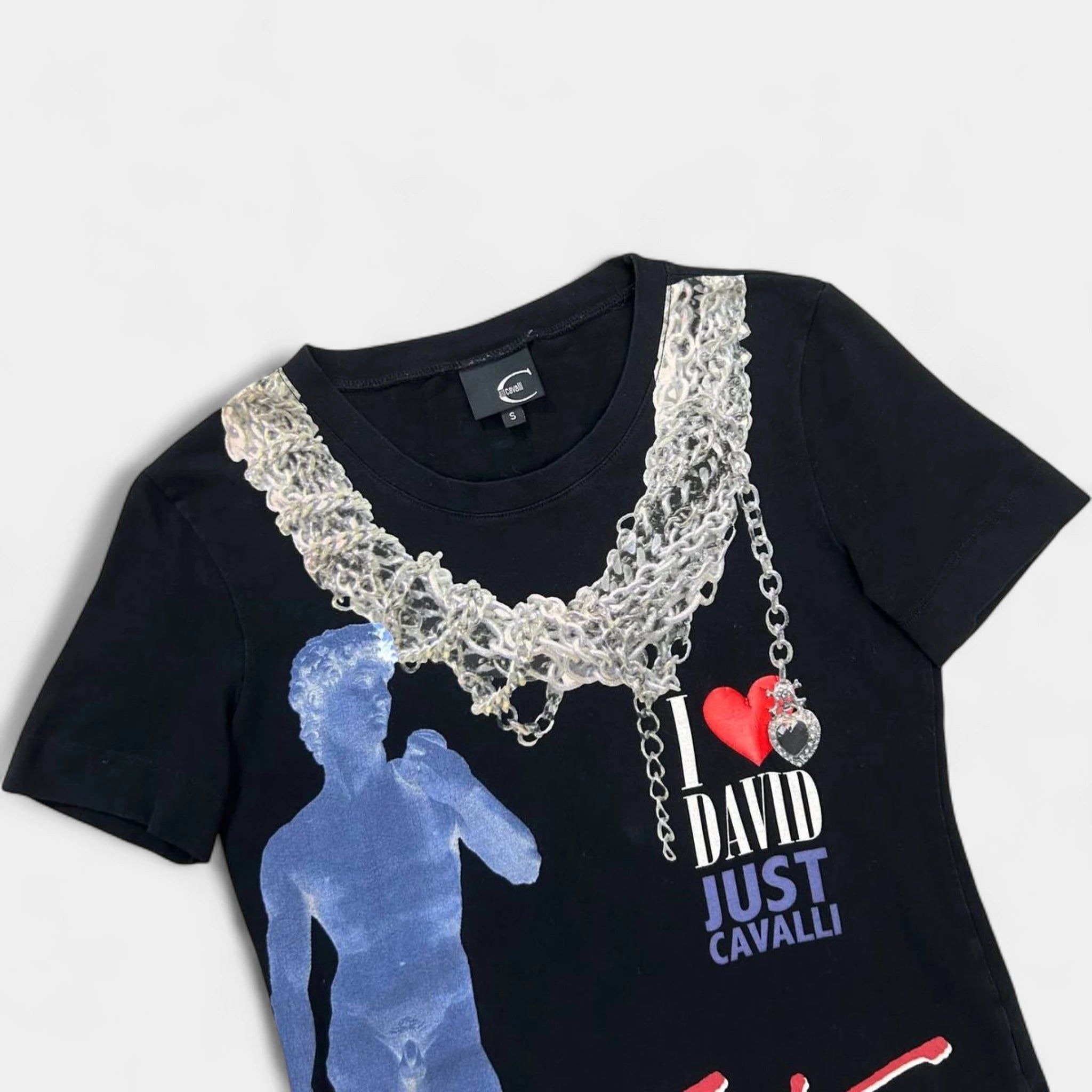 Just Cavalli Just Cavalli 2010's Chains Graphic Black T-Shirt Size S / US 4 / IT 40 - 2 Thumbnail